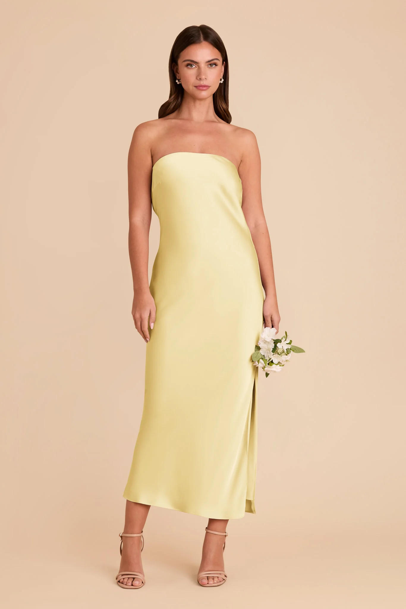 Isla Matte Satin Dress - Lemon Sorbet - Image 3