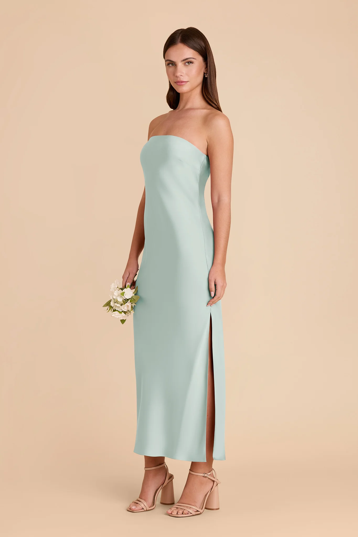 Isla Matte Satin Dress - Mint - Image 4
