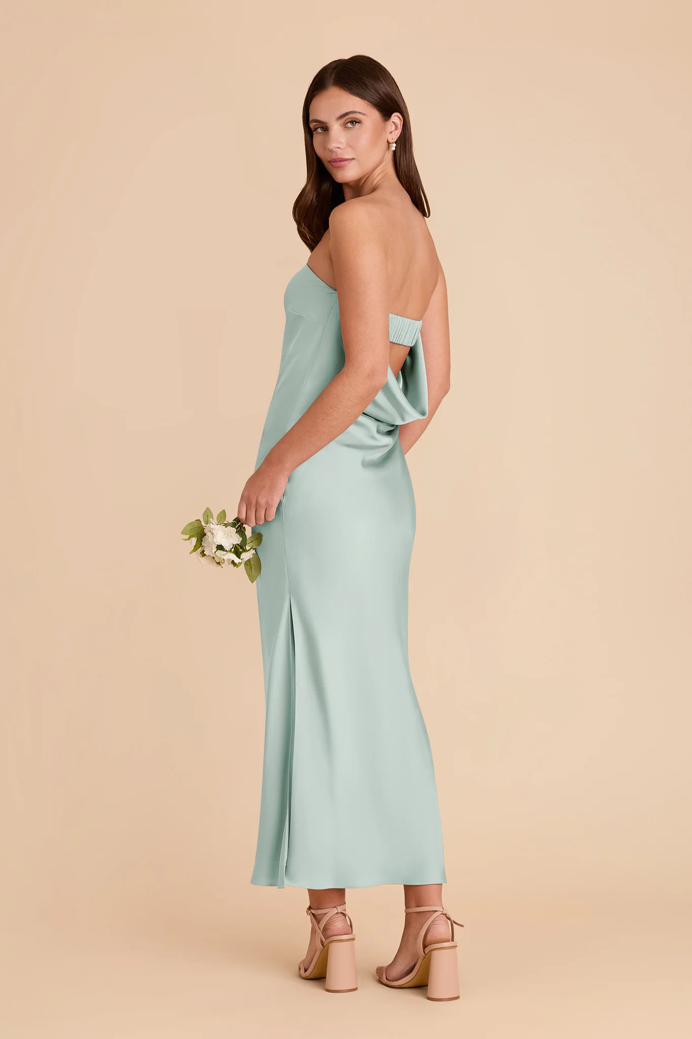 Isla Matte Satin Dress - Mint - Image 5
