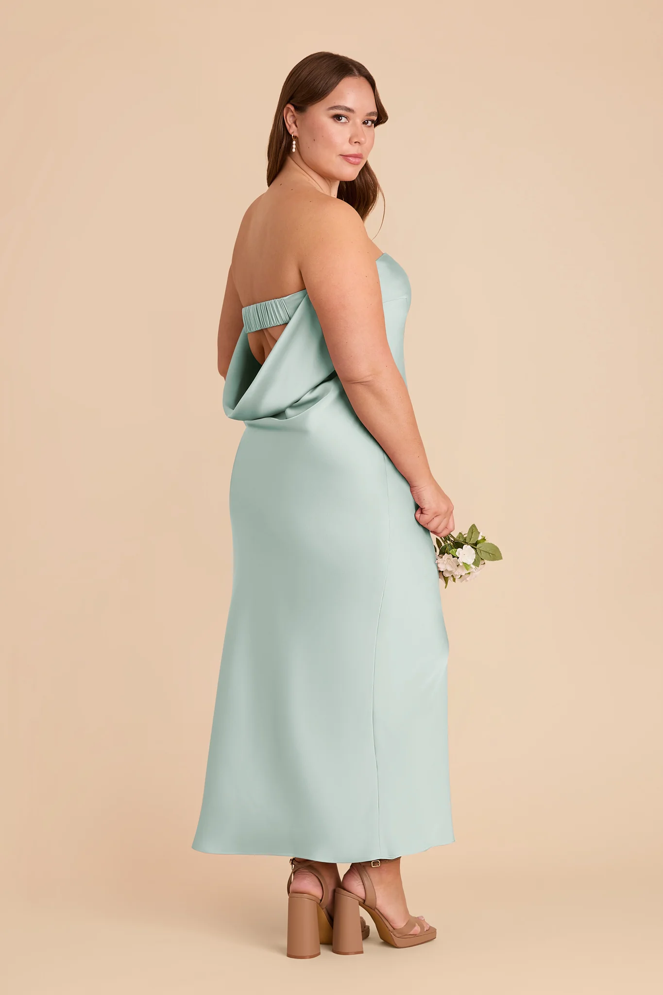 Isla Matte Satin Dress - Mint - Image 8