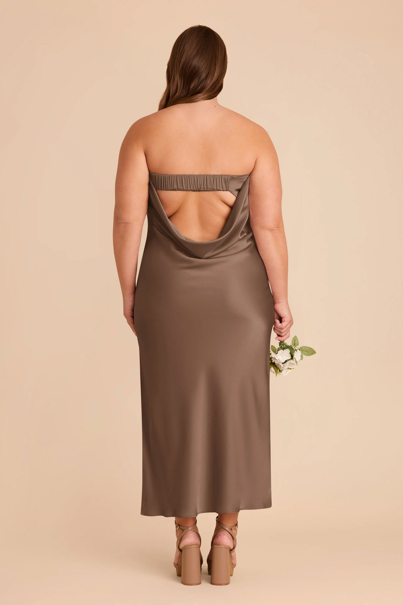 Isla Matte Satin Dress - Mocha - Image 11