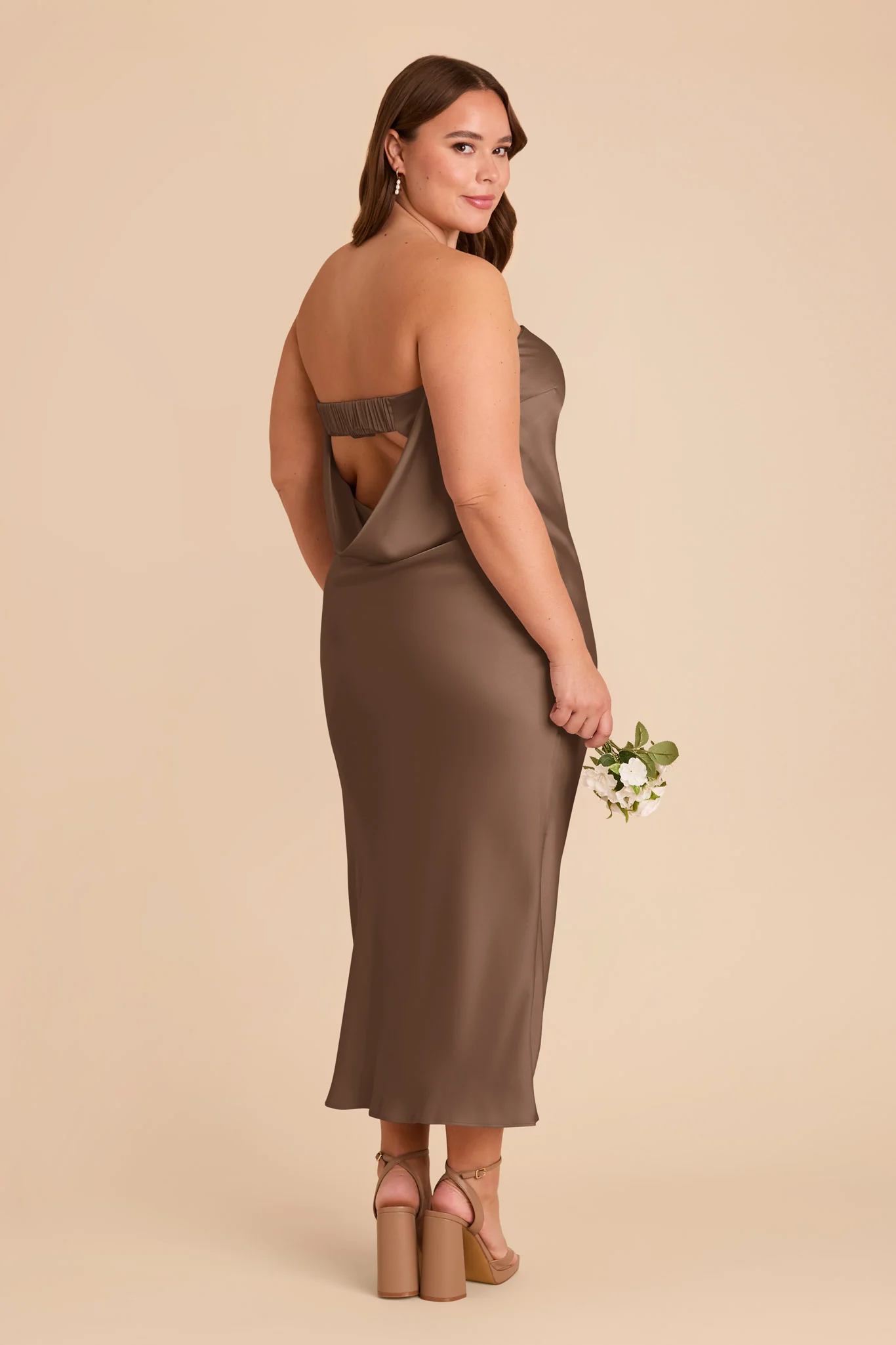 Isla Matte Satin Dress - Mocha - Image 2