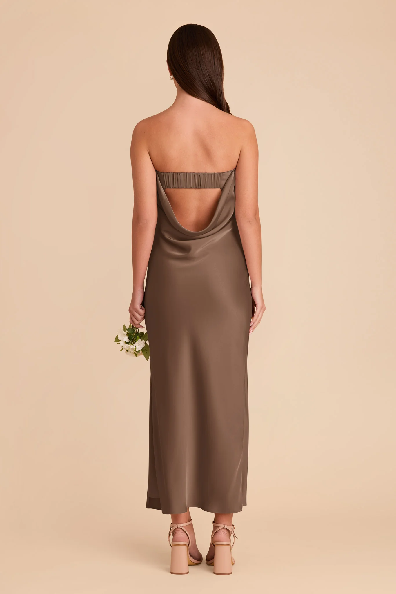 Isla Matte Satin Dress - Mocha - Image 5