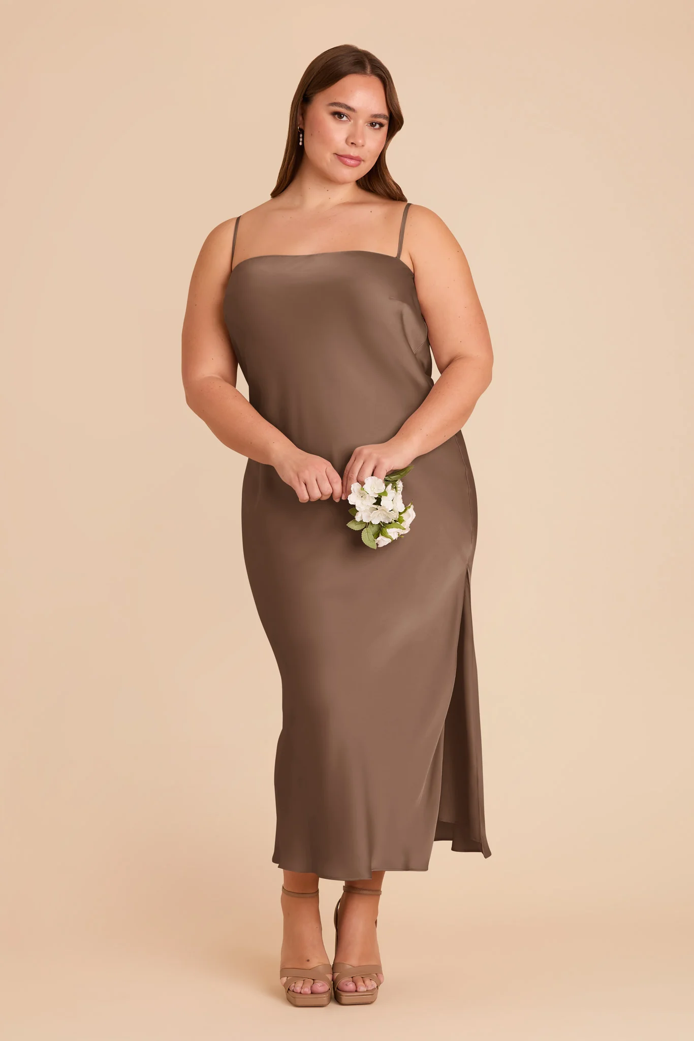 Isla Matte Satin Dress - Mocha - Image 7