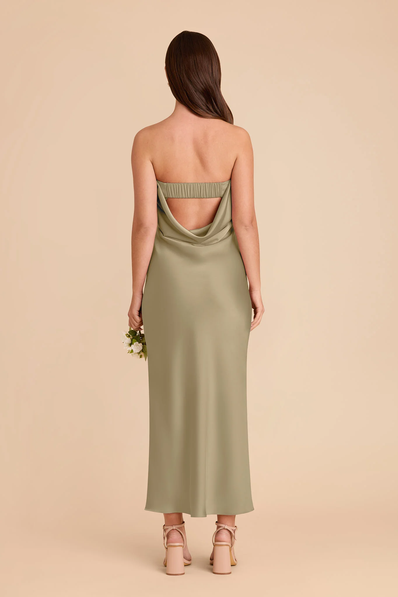 Isla Matte Satin Dress - Moss Green - Image 6