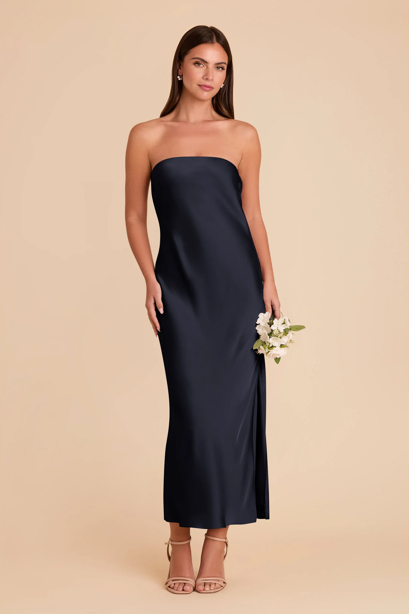 Isla Matte Satin Dress - Navy