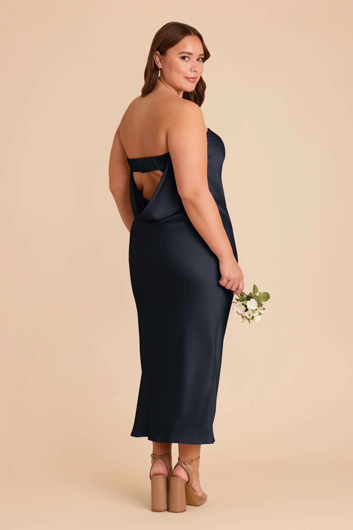 Isla Matte Satin Dress - Navy - Image 2