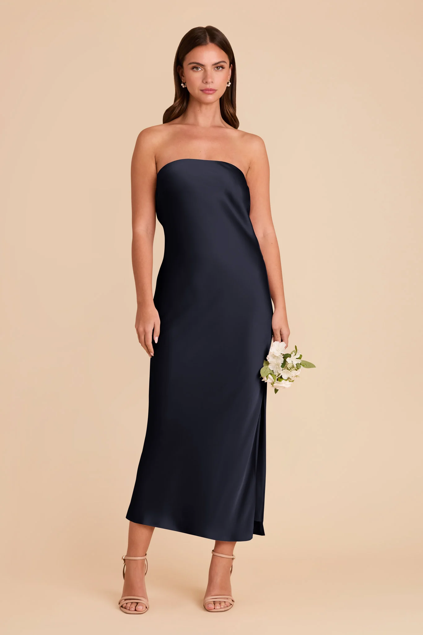 Isla Matte Satin Dress - Navy - Image 5