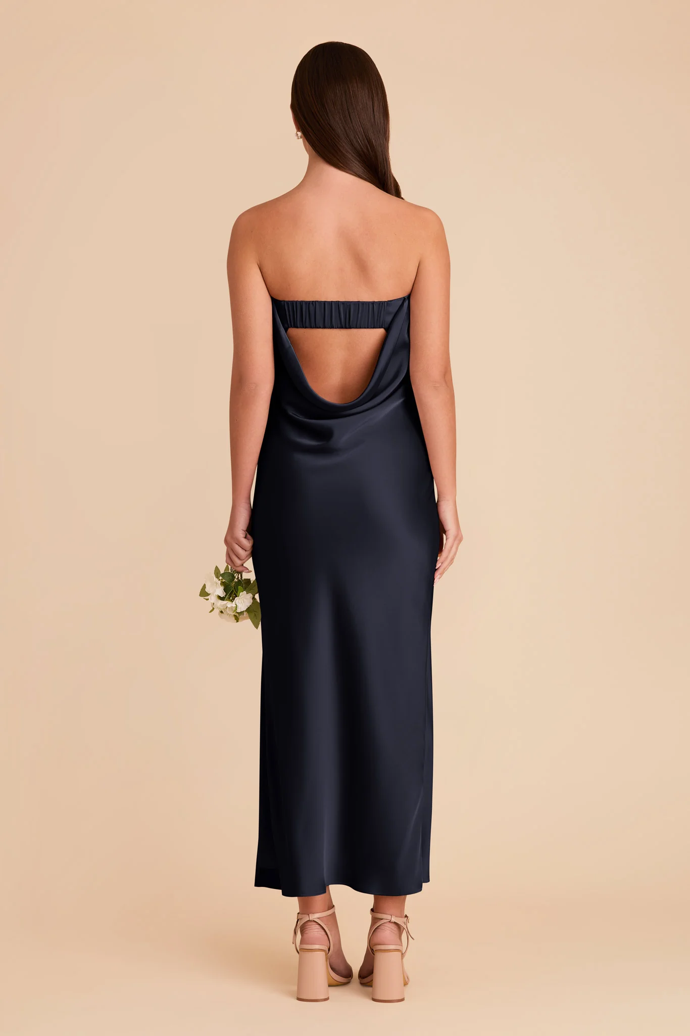 Isla Matte Satin Dress - Navy - Image 6