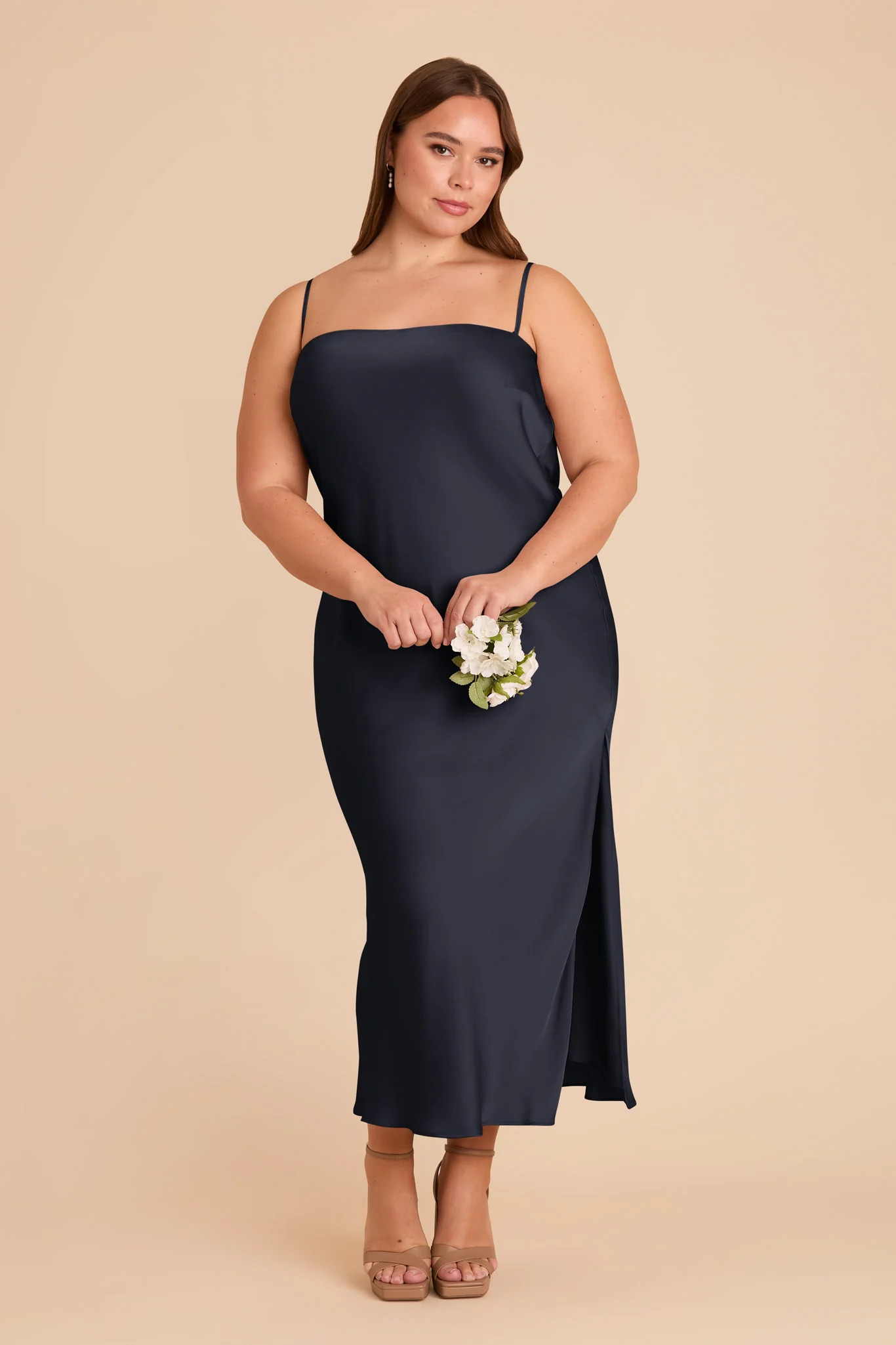 Isla Matte Satin Dress - Navy - Image 7