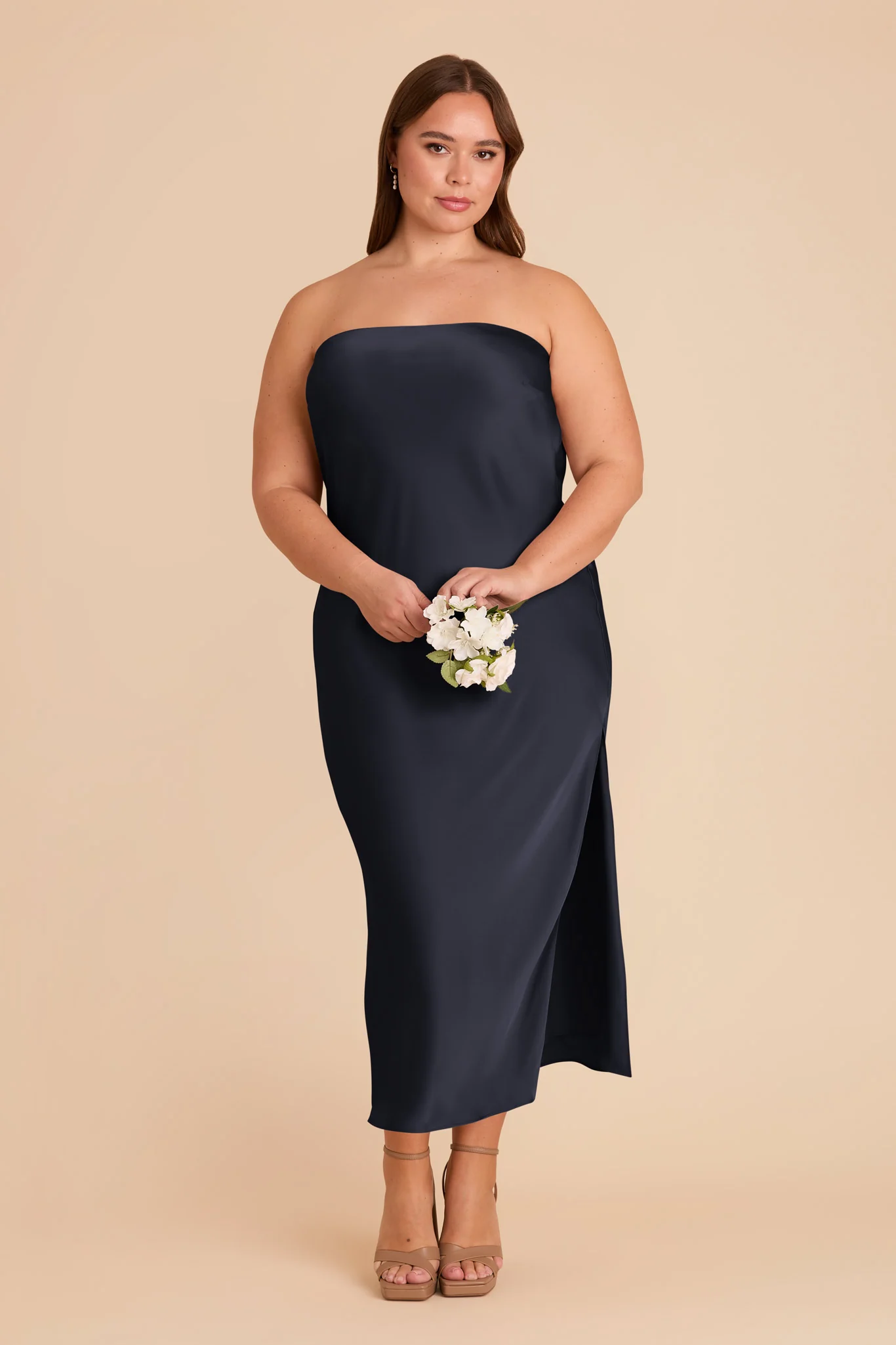Isla Matte Satin Dress - Navy - Image 9