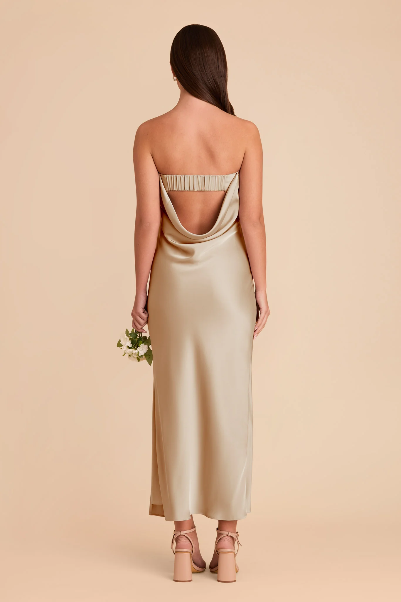 Isla Matte Satin Dress - Neutral Champagne - Image 6