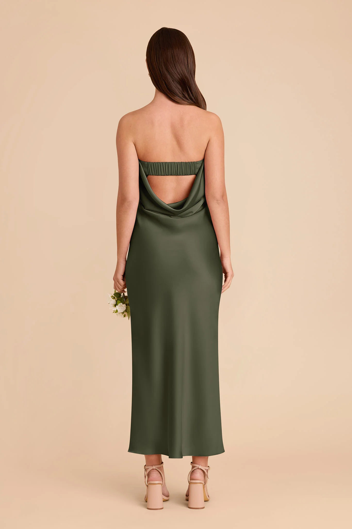 Isla Matte Satin Dress - Olive - Image 6