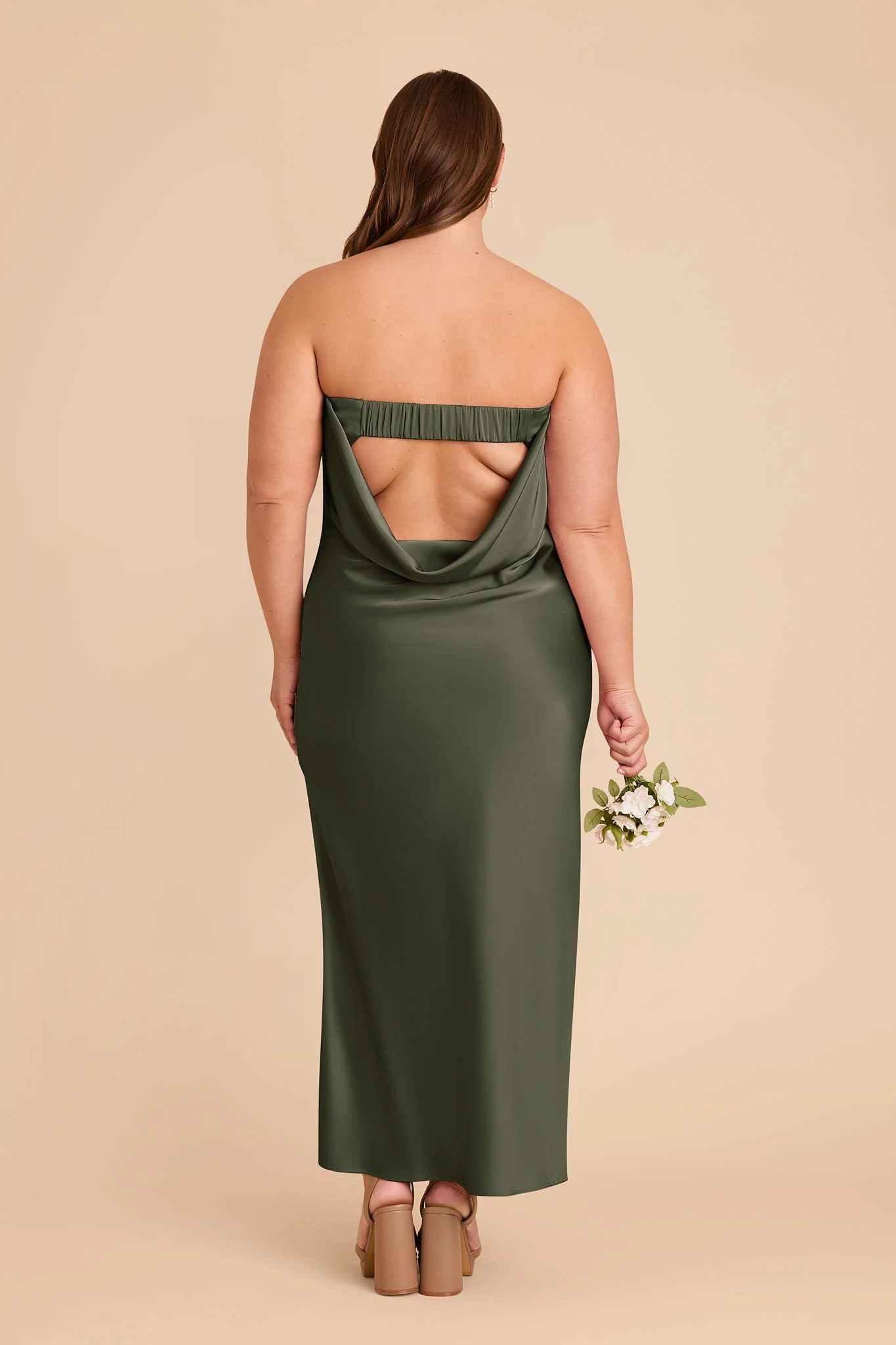 Isla Matte Satin Dress - Olive - Image 9