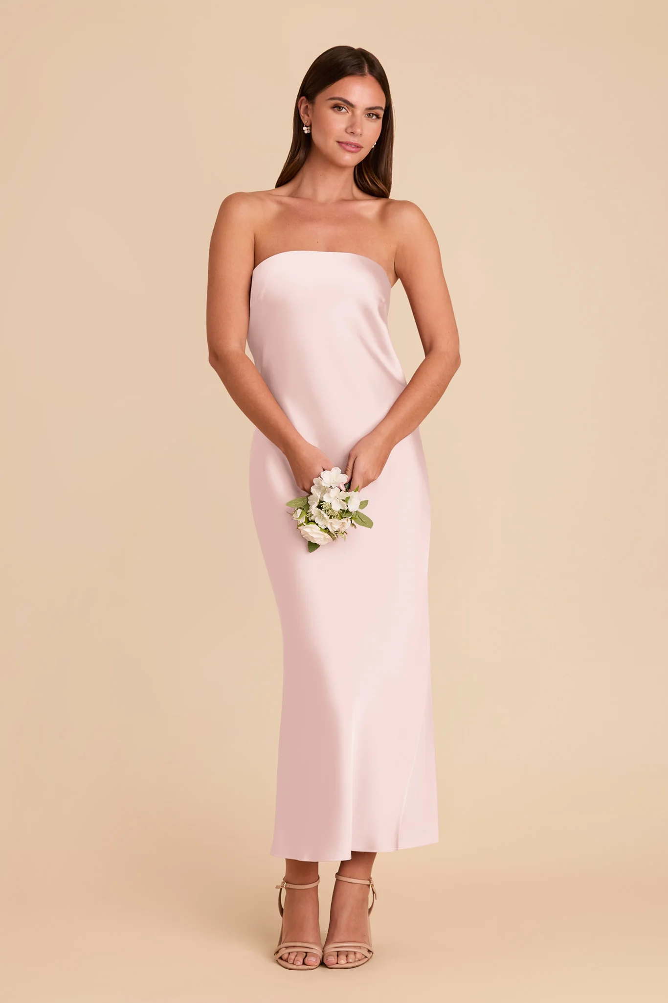 Isla Matte Satin Dress - Pale Blush - Image 4