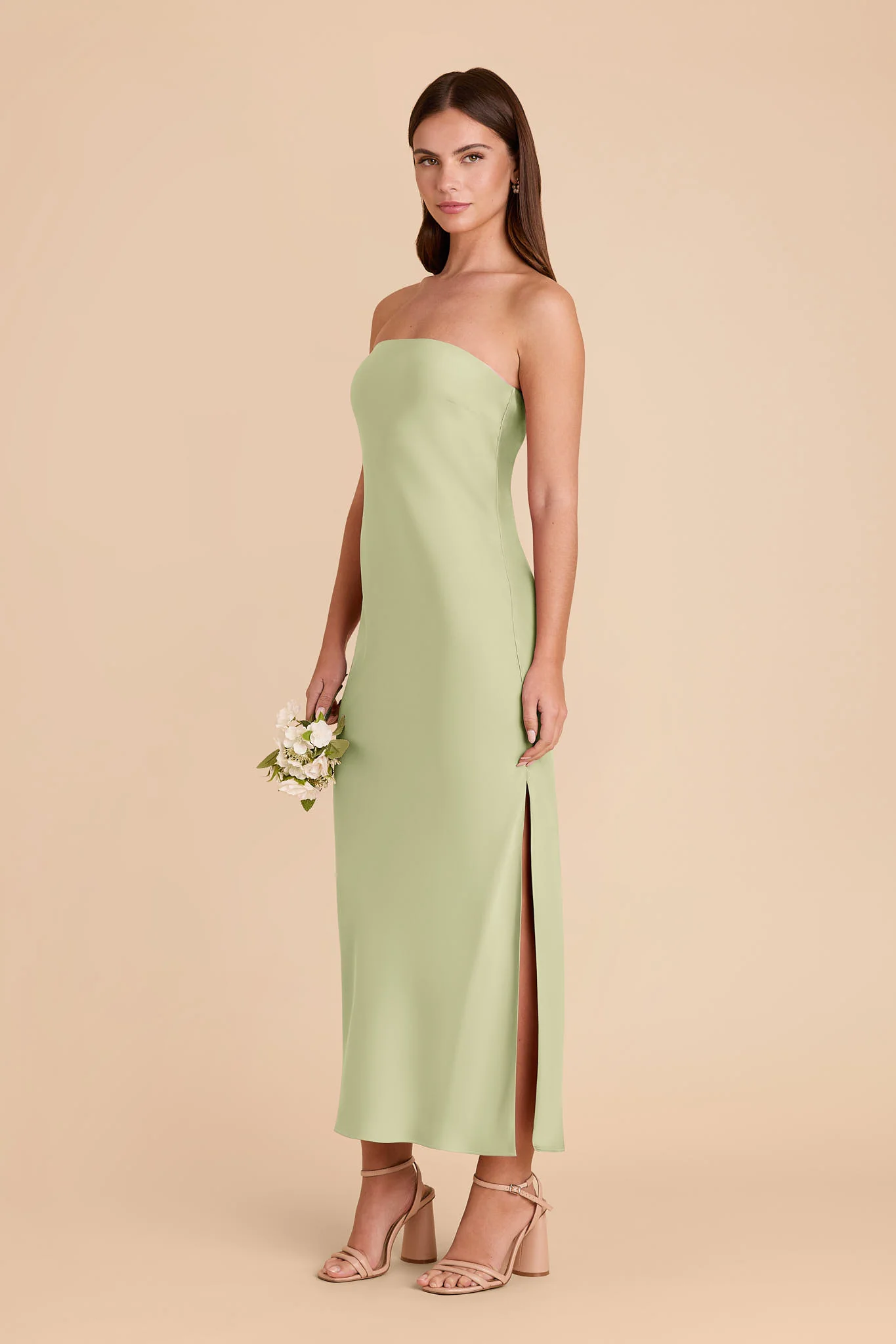 Isla Matte Satin Dress - Pale Pistachio - Image 4