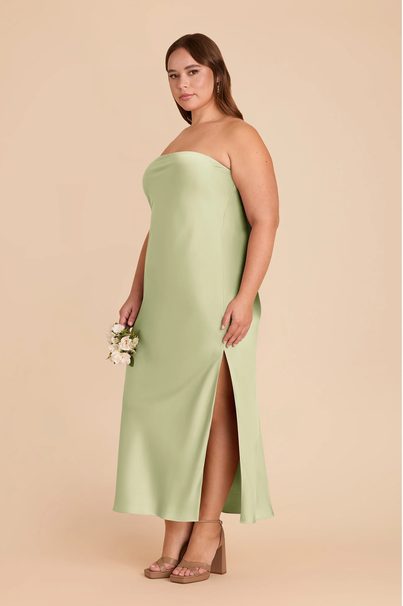 Isla Matte Satin Dress - Pale Pistachio - Image 7