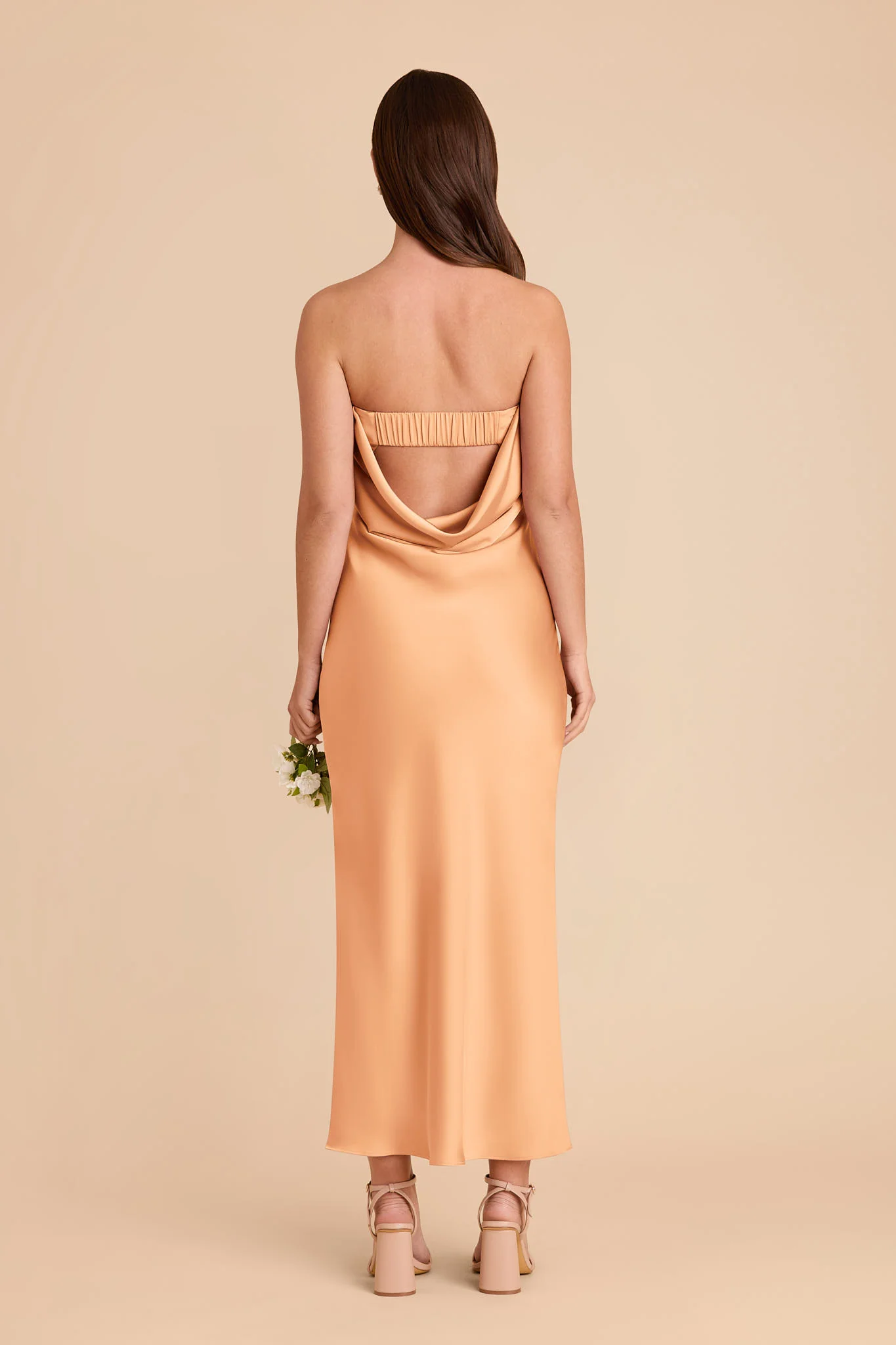 Isla Matte Satin Dress - Peach - Image 6