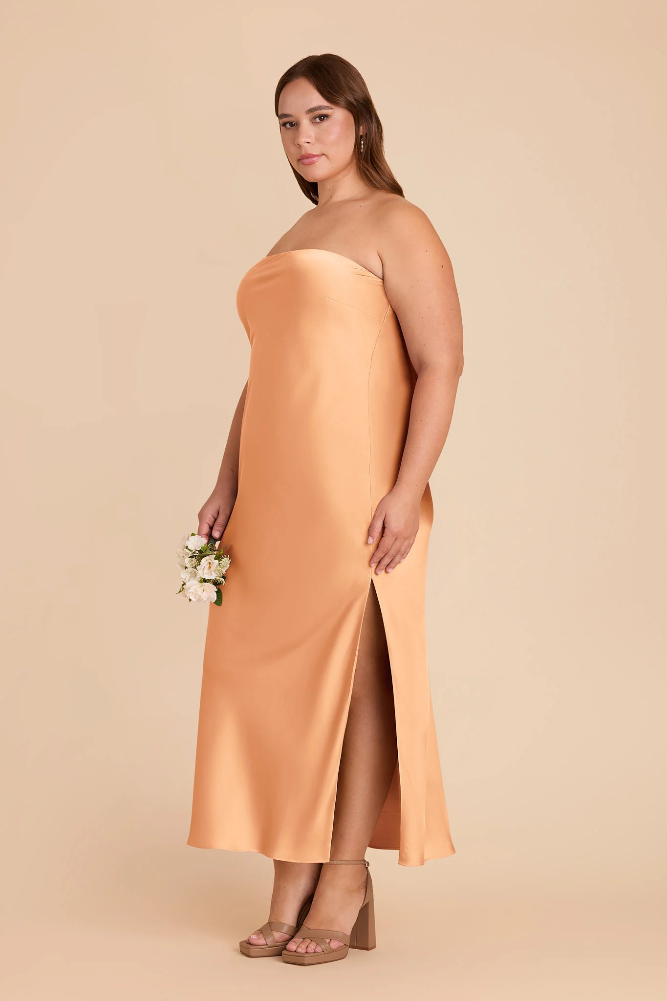 Isla Matte Satin Dress - Peach - Image 7