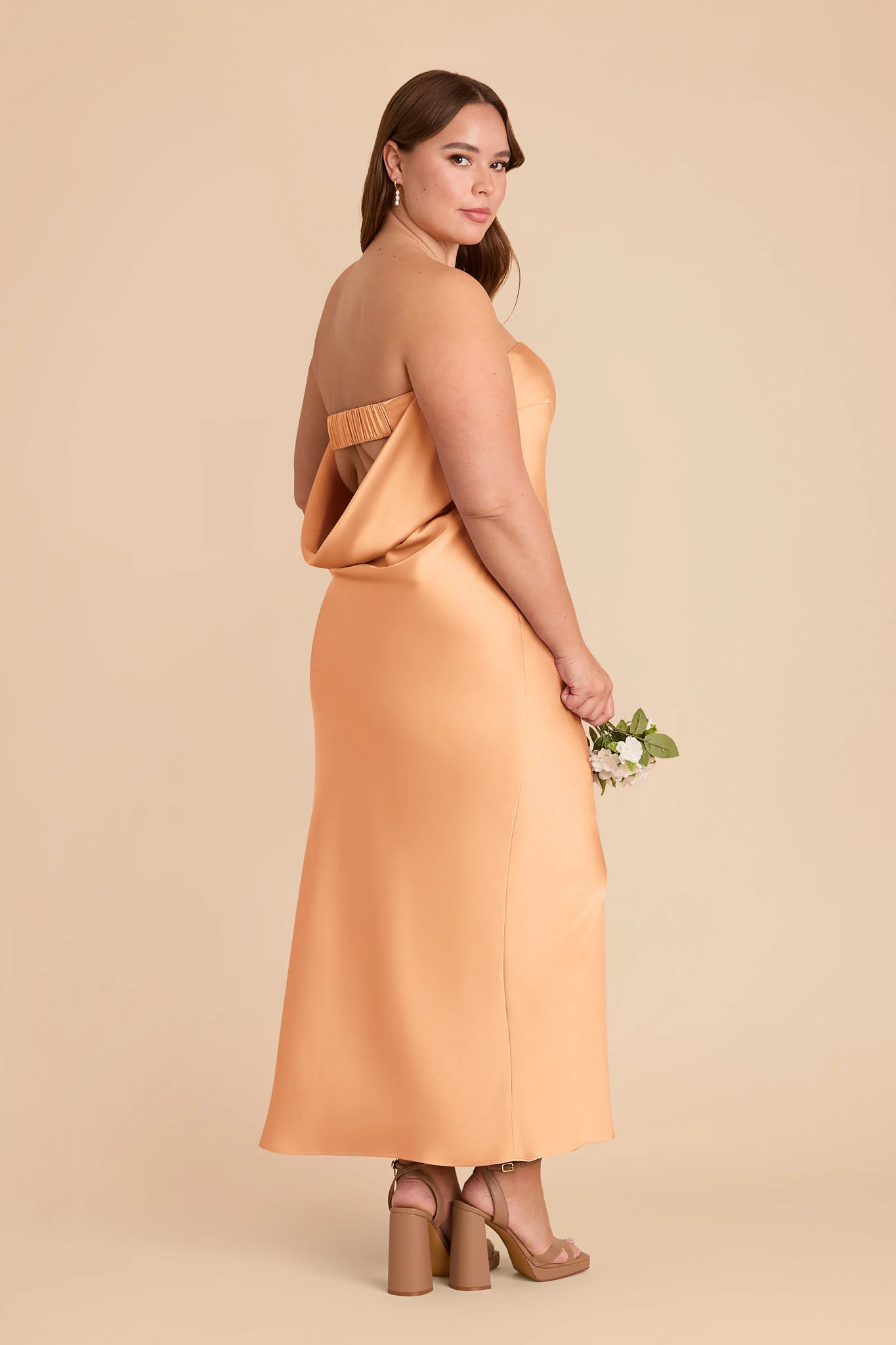 Isla Matte Satin Dress - Peach - Image 8