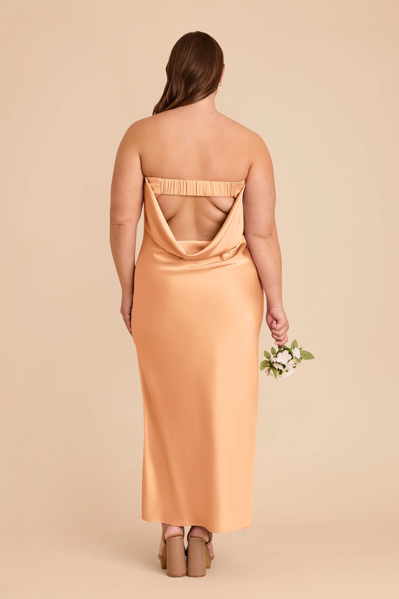 Isla Matte Satin Dress - Peach - Image 9