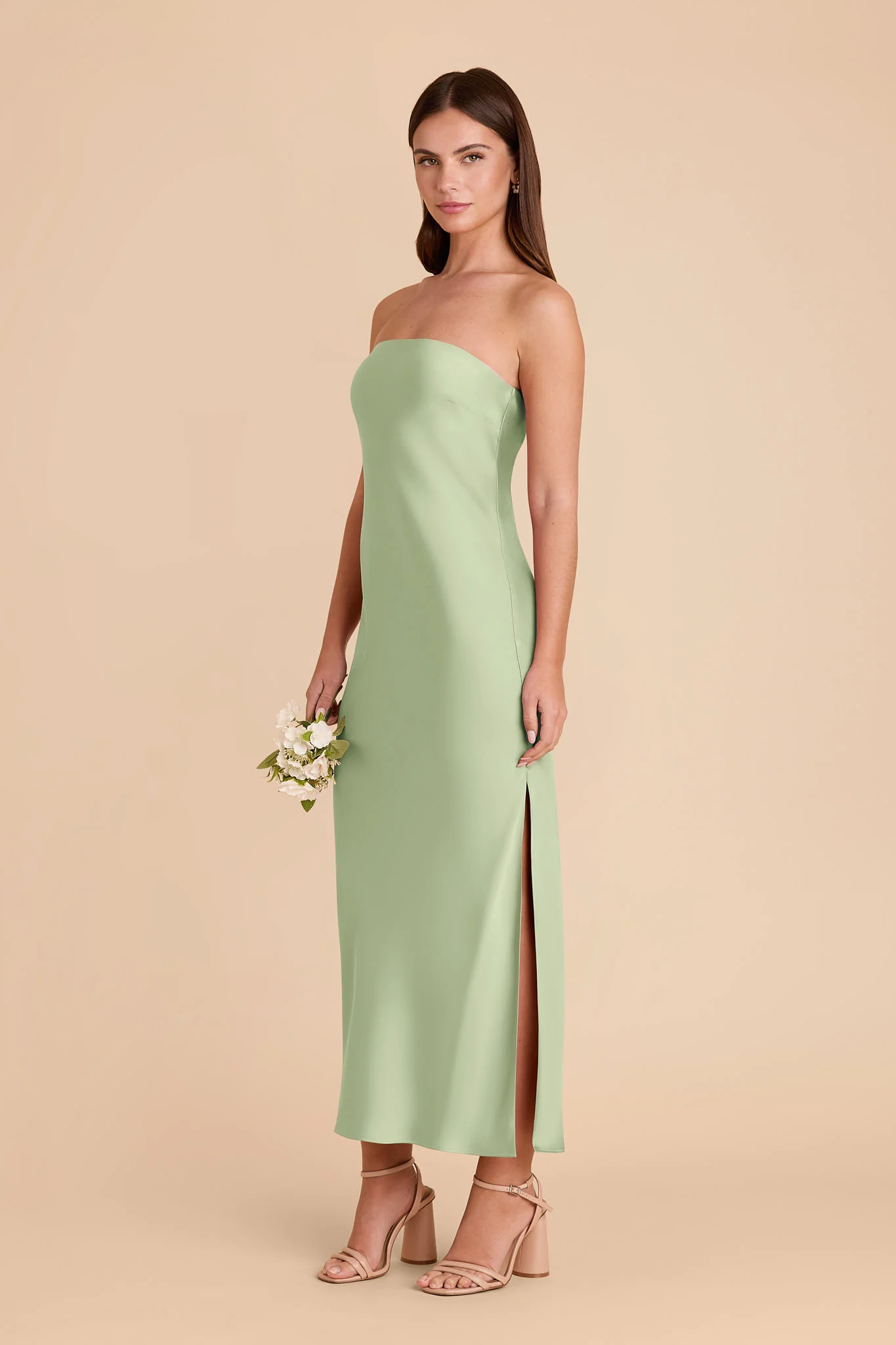Isla Matte Satin Dress - Pistachio - Image 4