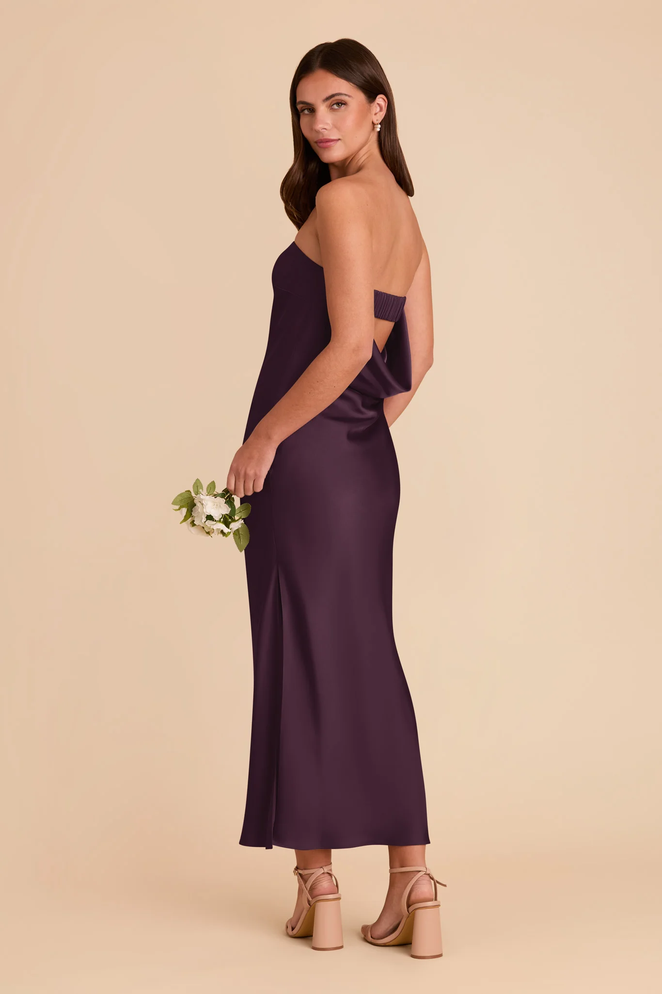 Isla Matte Satin Dress - Plum