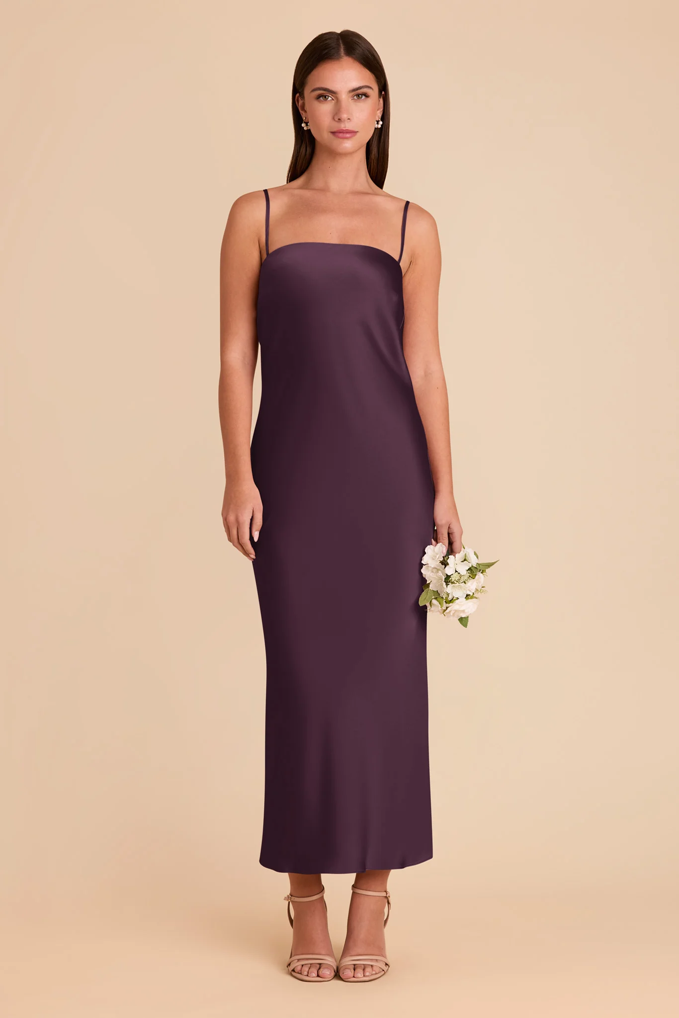 Isla Matte Satin Dress - Plum - Image 3