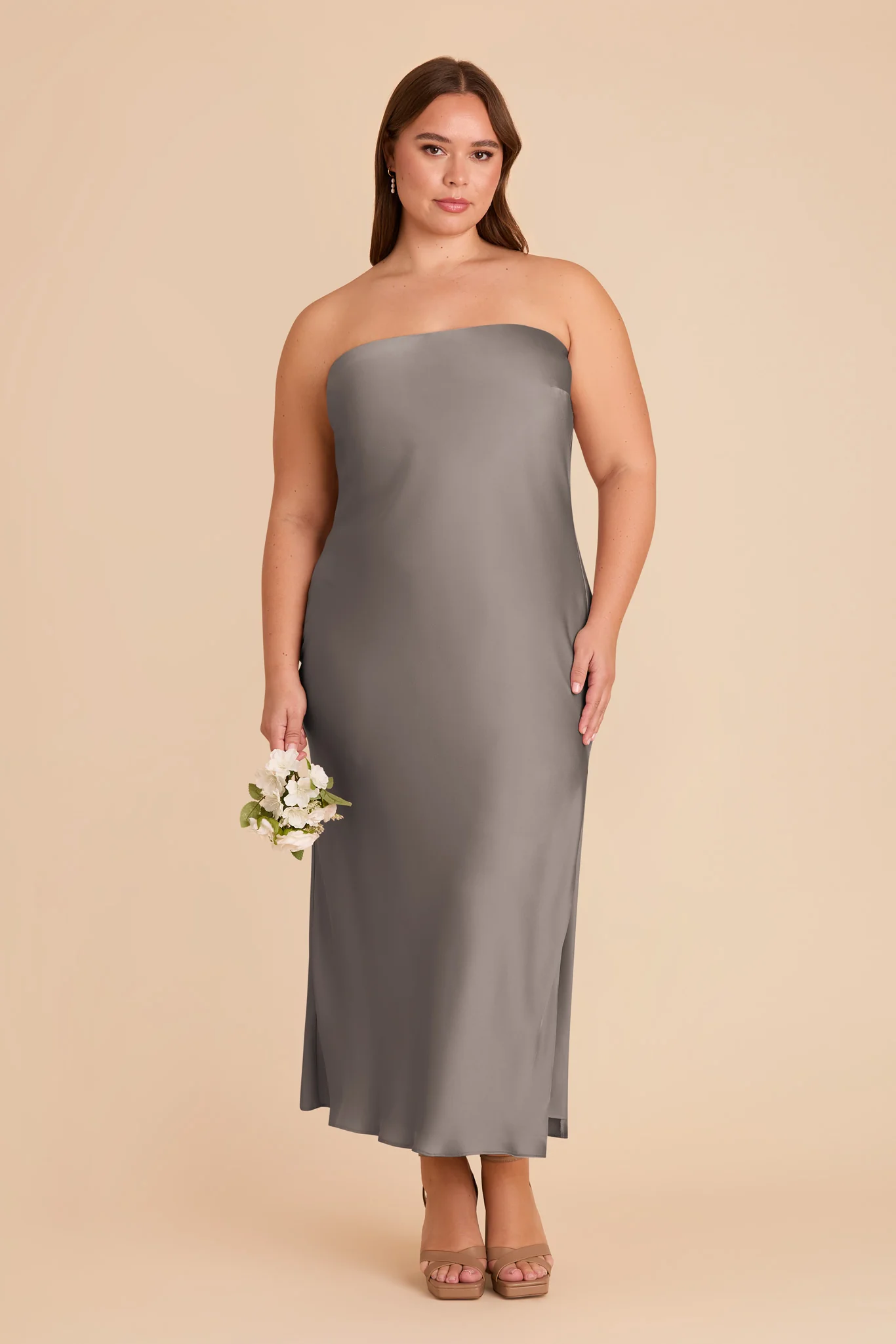 Isla Matte Satin Dress - Quartz - Image 2