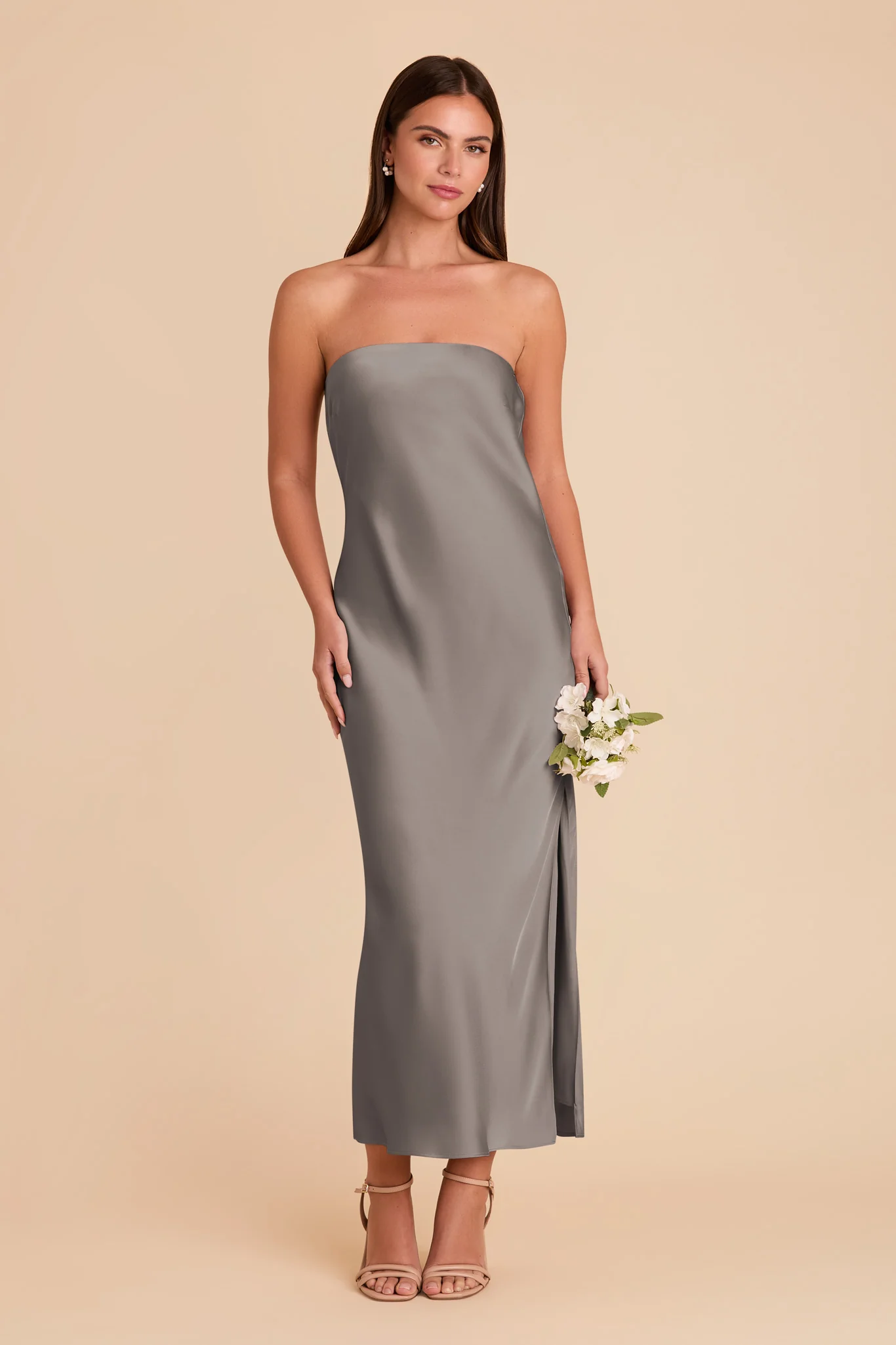 Isla Matte Satin Dress - Quartz - Image 4