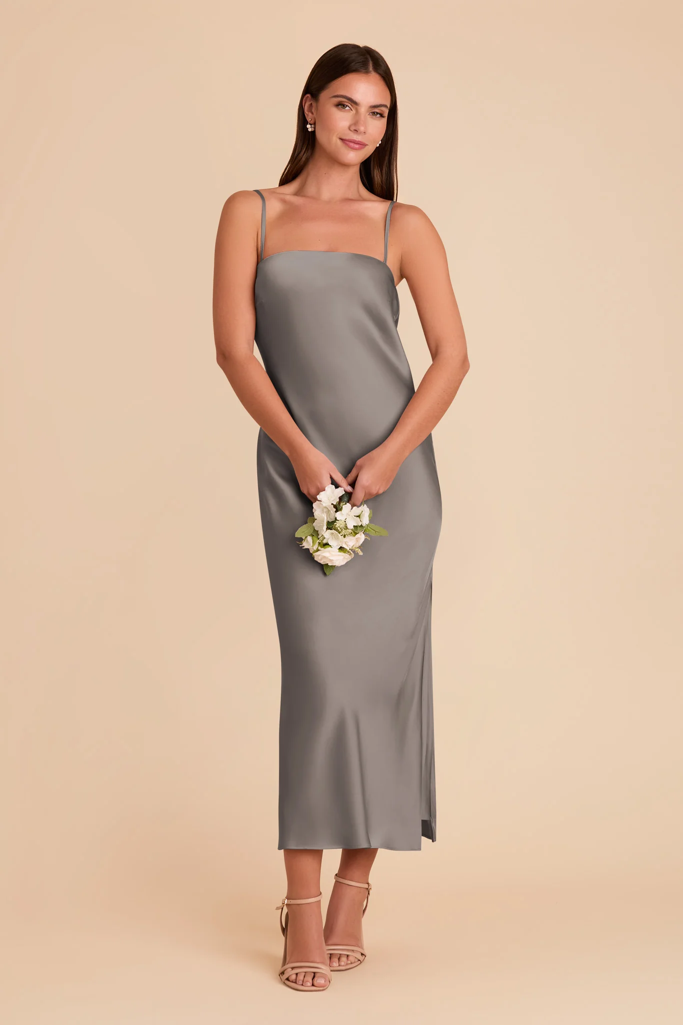 Isla Matte Satin Dress - Quartz - Image 5