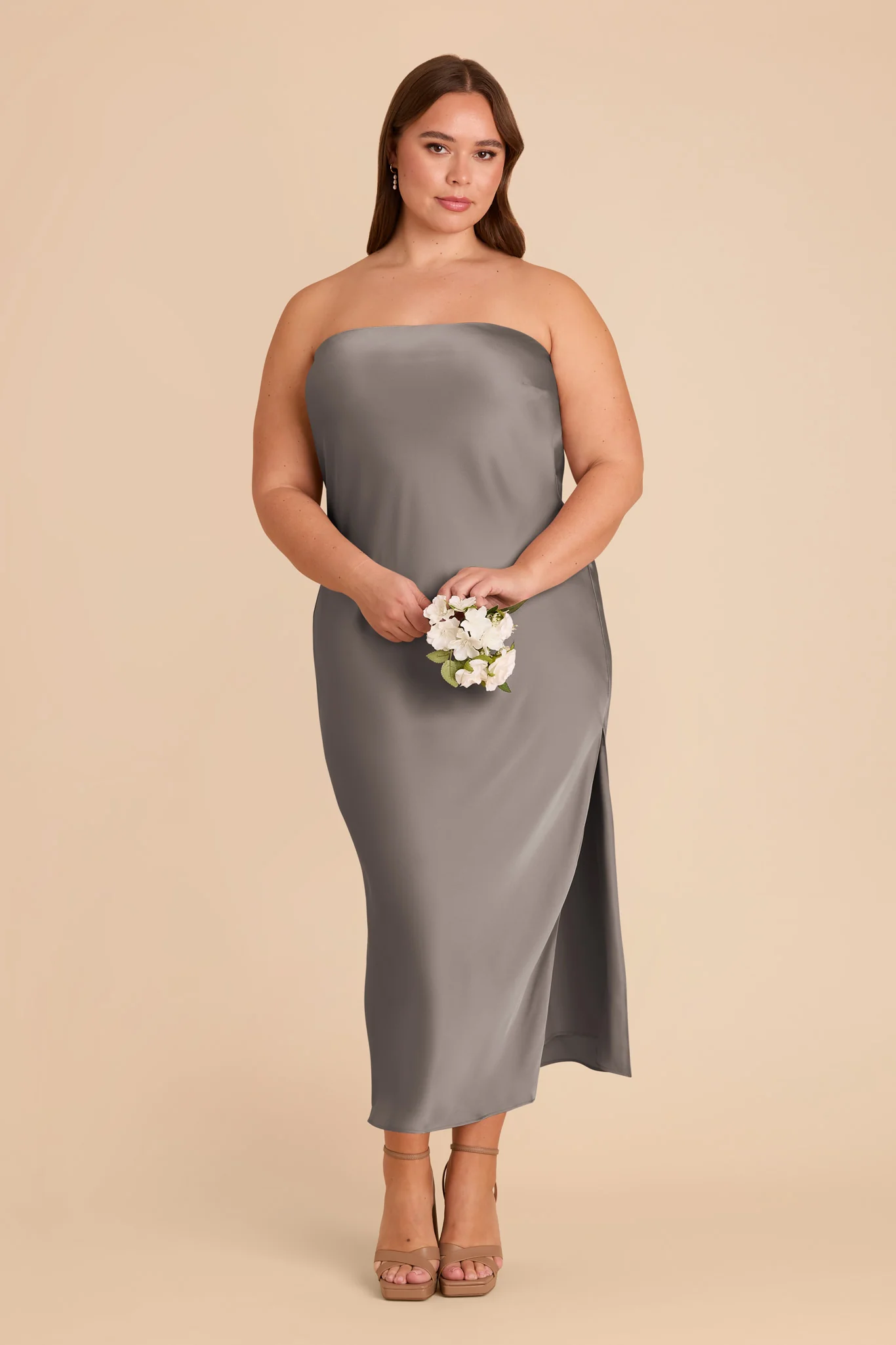 Isla Matte Satin Dress - Quartz - Image 7