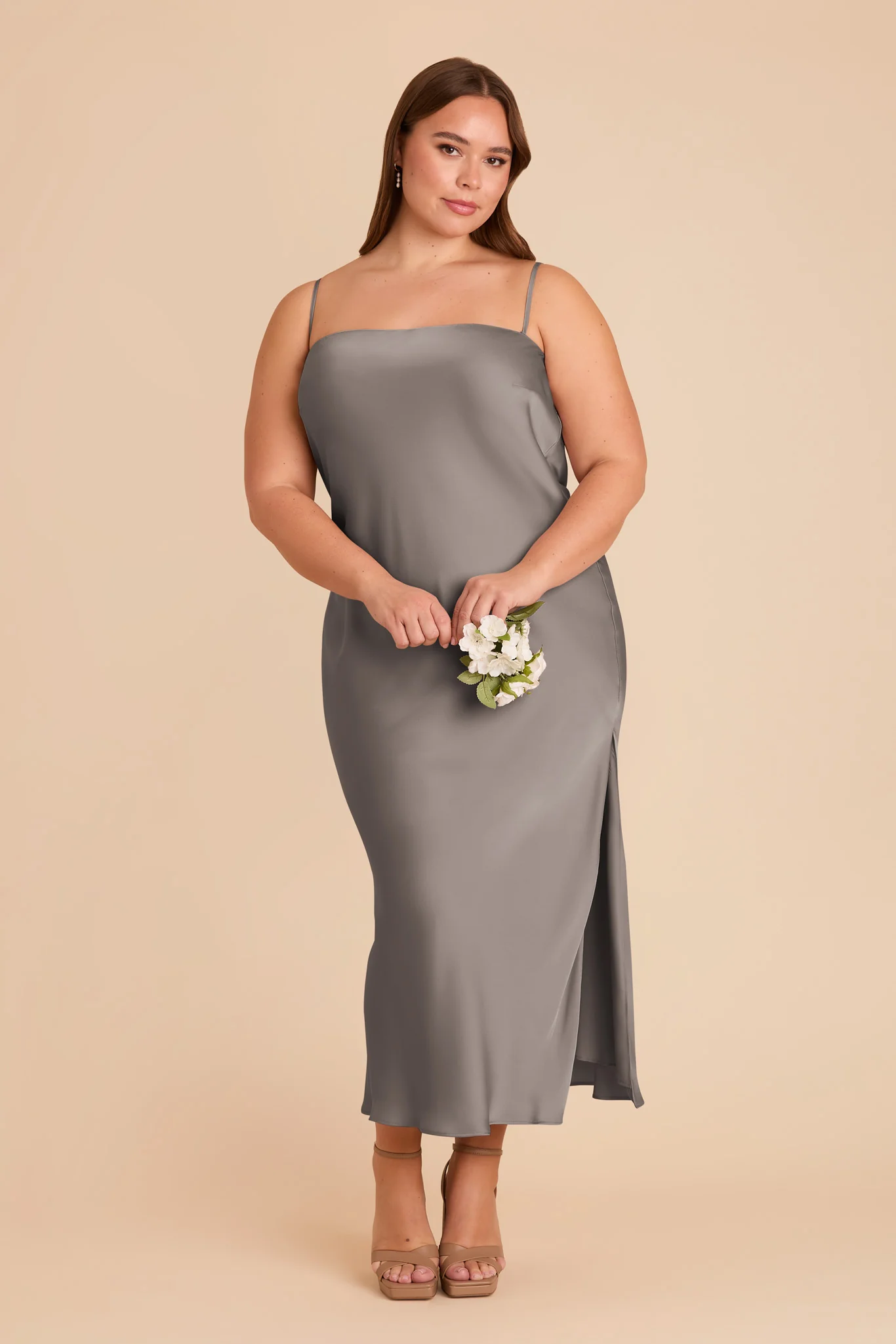 Isla Matte Satin Dress - Quartz - Image 8