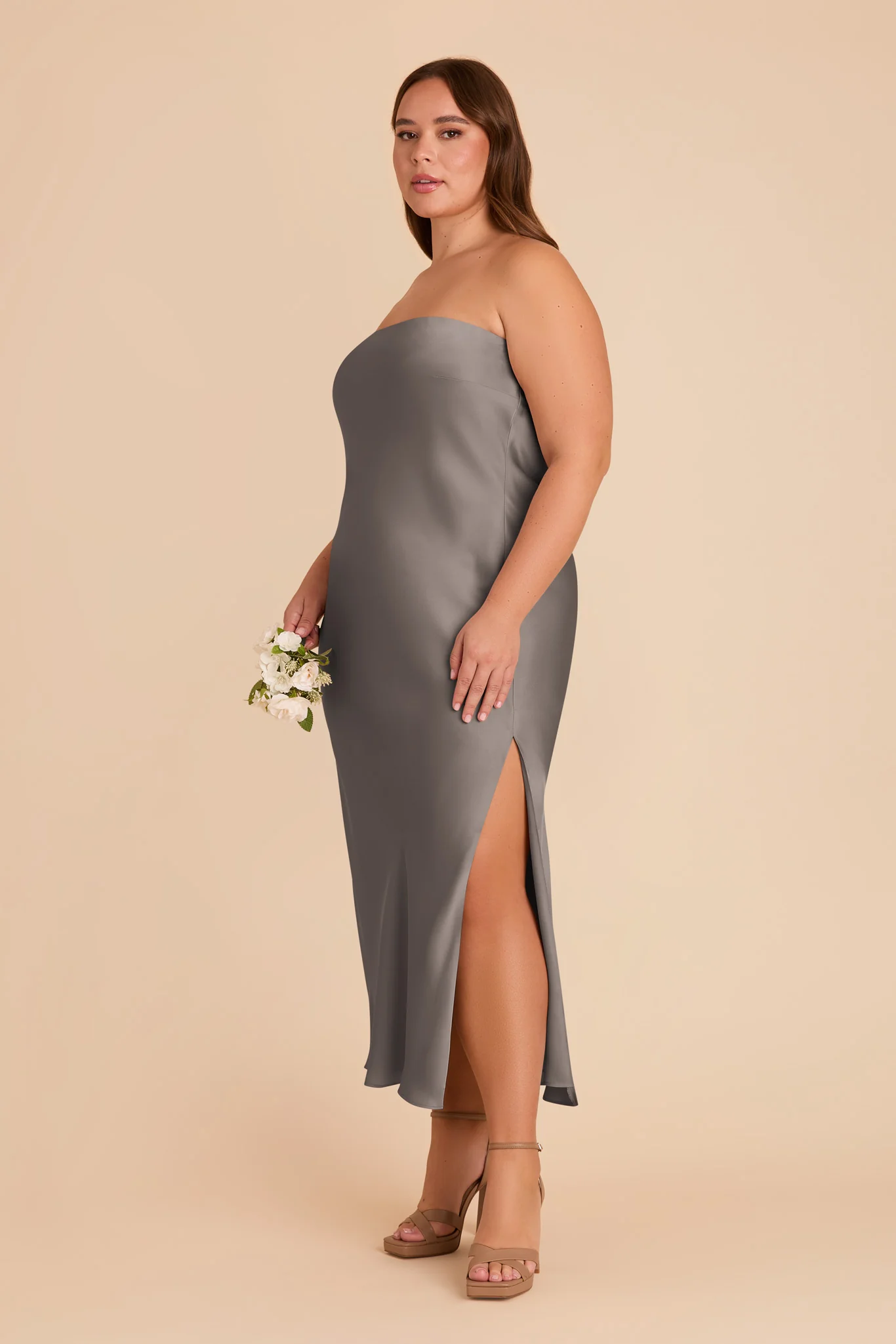 Isla Matte Satin Dress - Quartz - Image 9