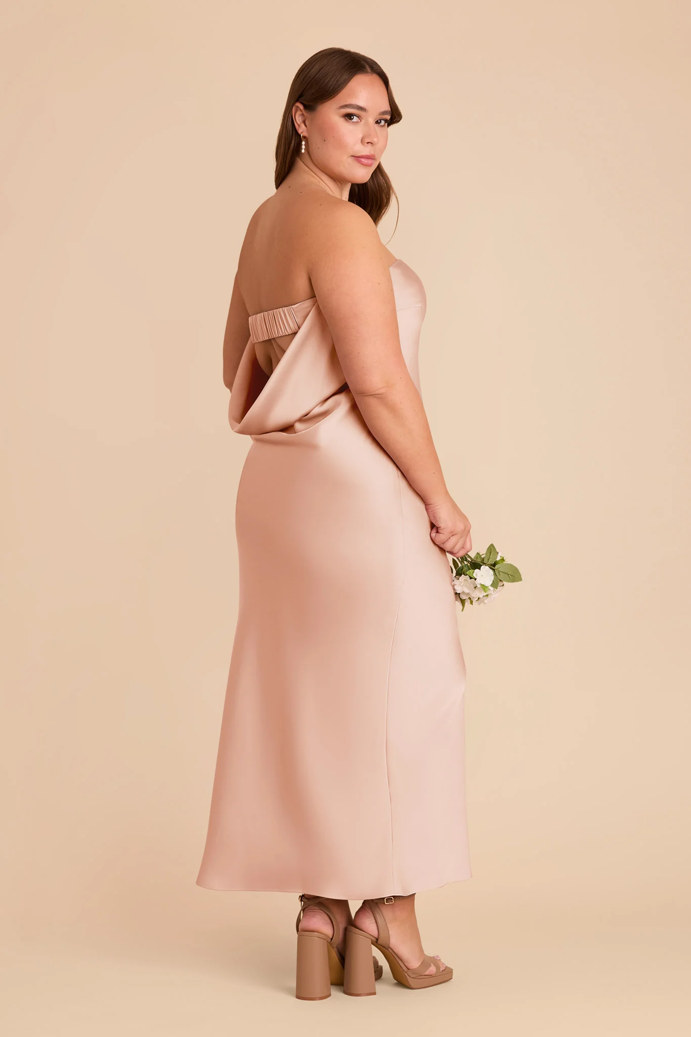 Isla Matte Satin Dress - Rose Gold - Image 2