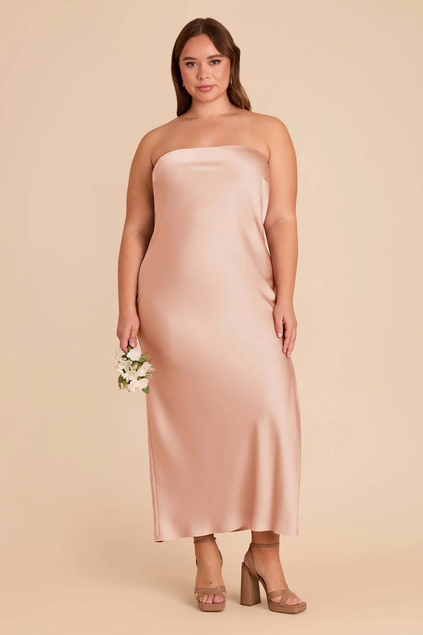 Isla Matte Satin Dress - Rose Gold - Image 3