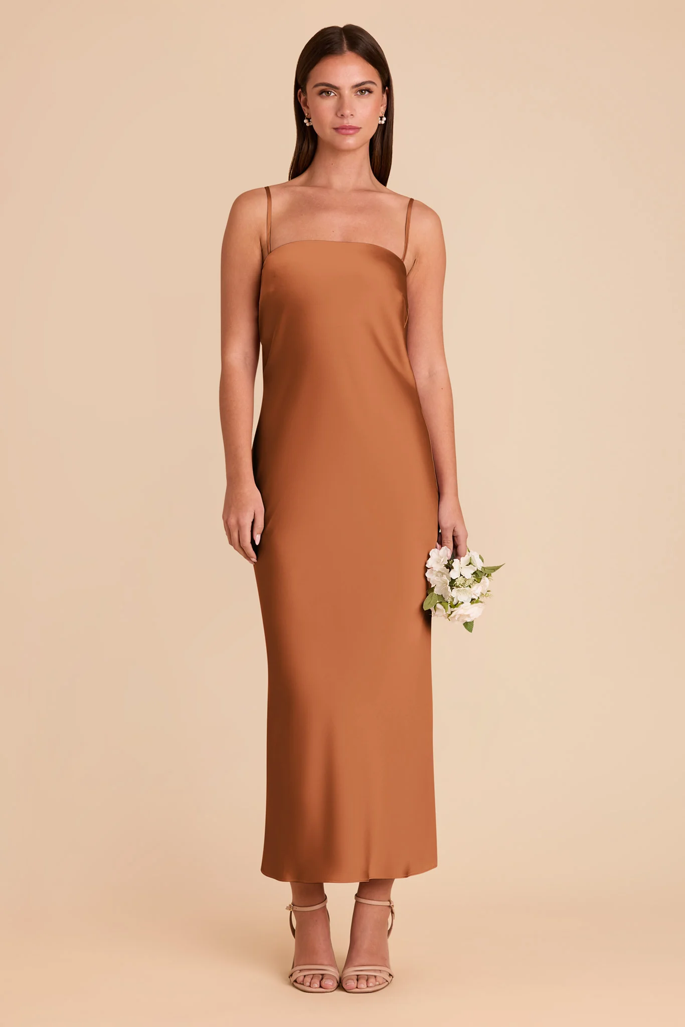 Isla Matte Satin Dress - Rust