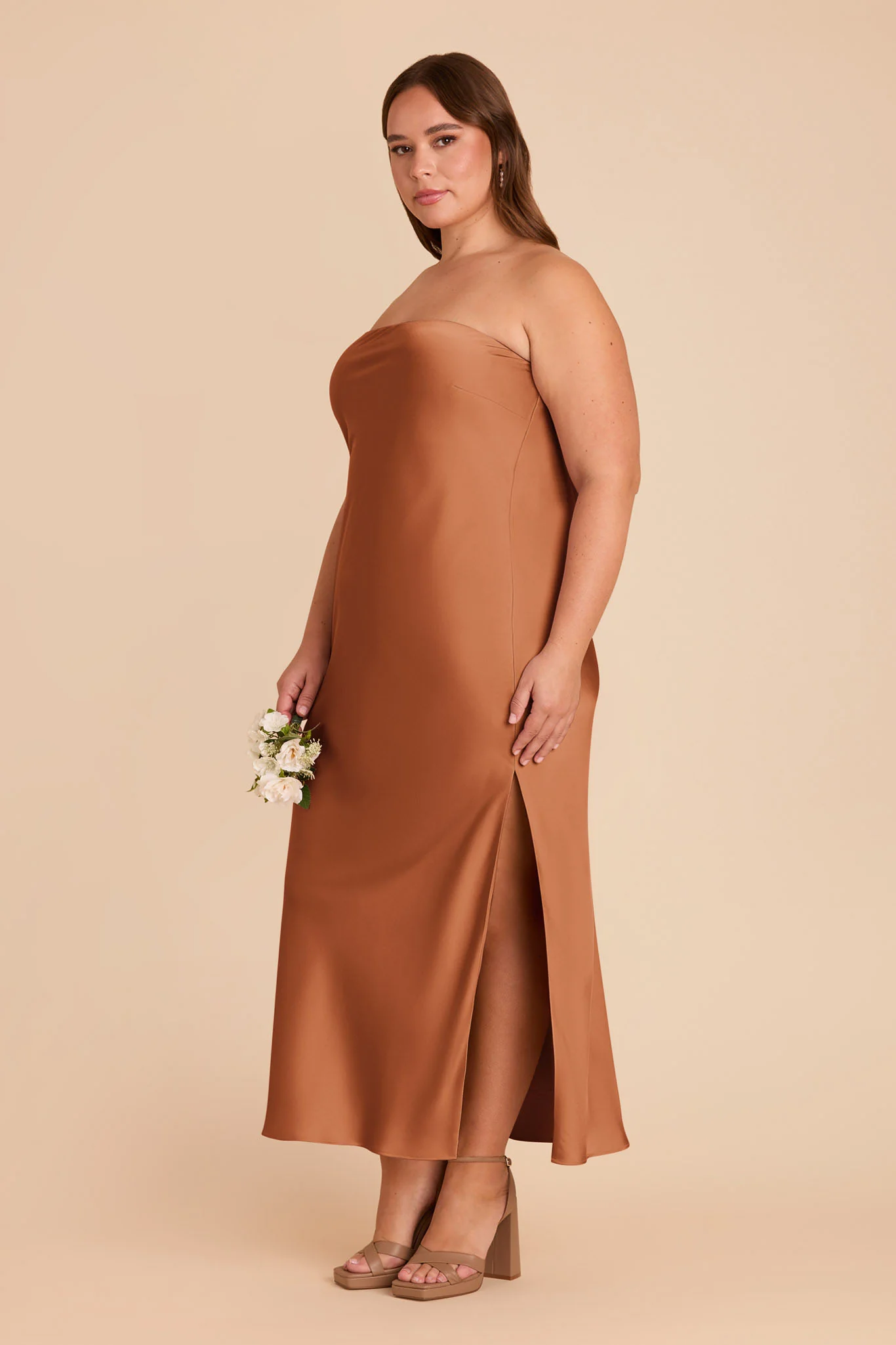 Isla Matte Satin Dress - Rust - Image 10