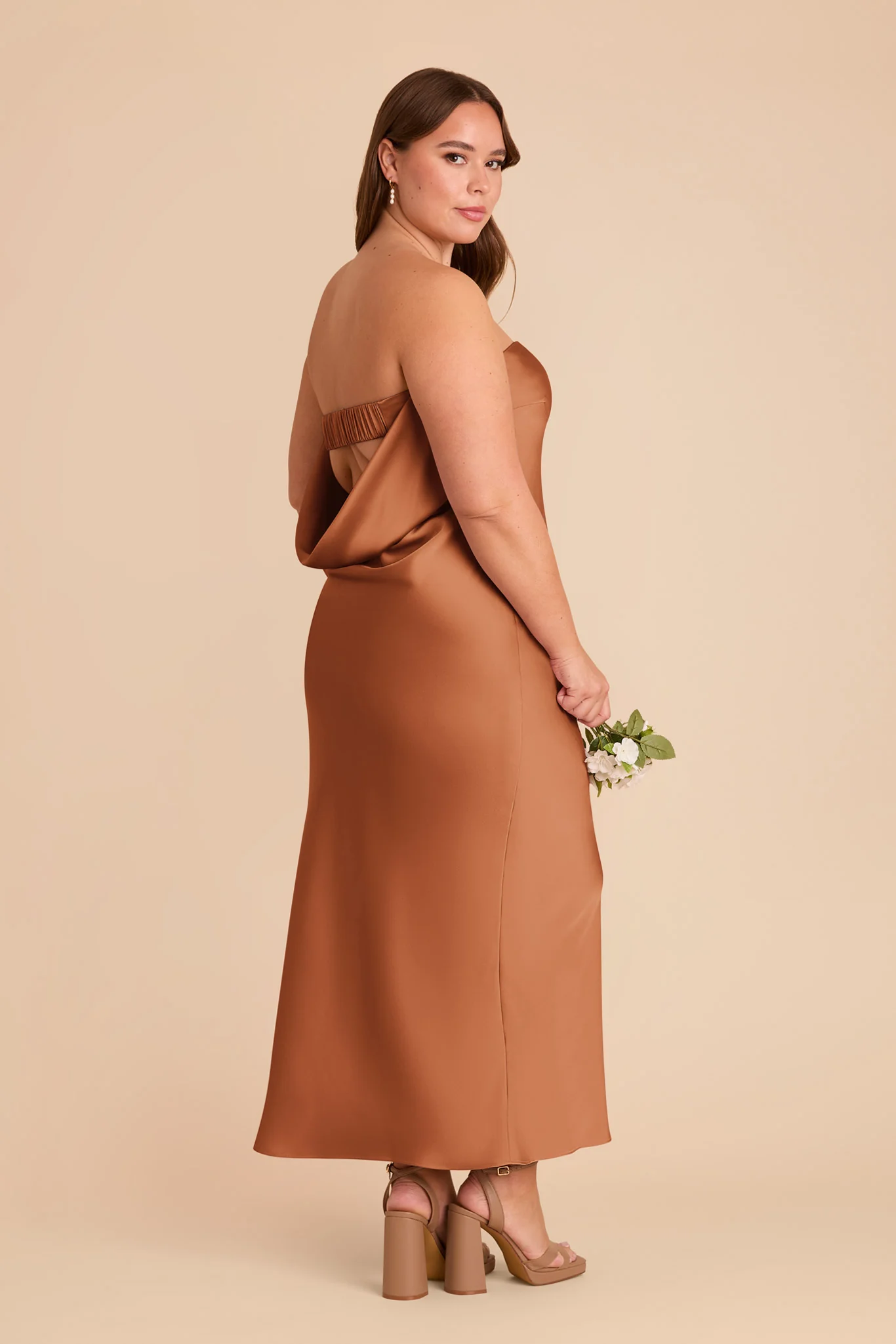 Isla Matte Satin Dress - Rust - Image 2
