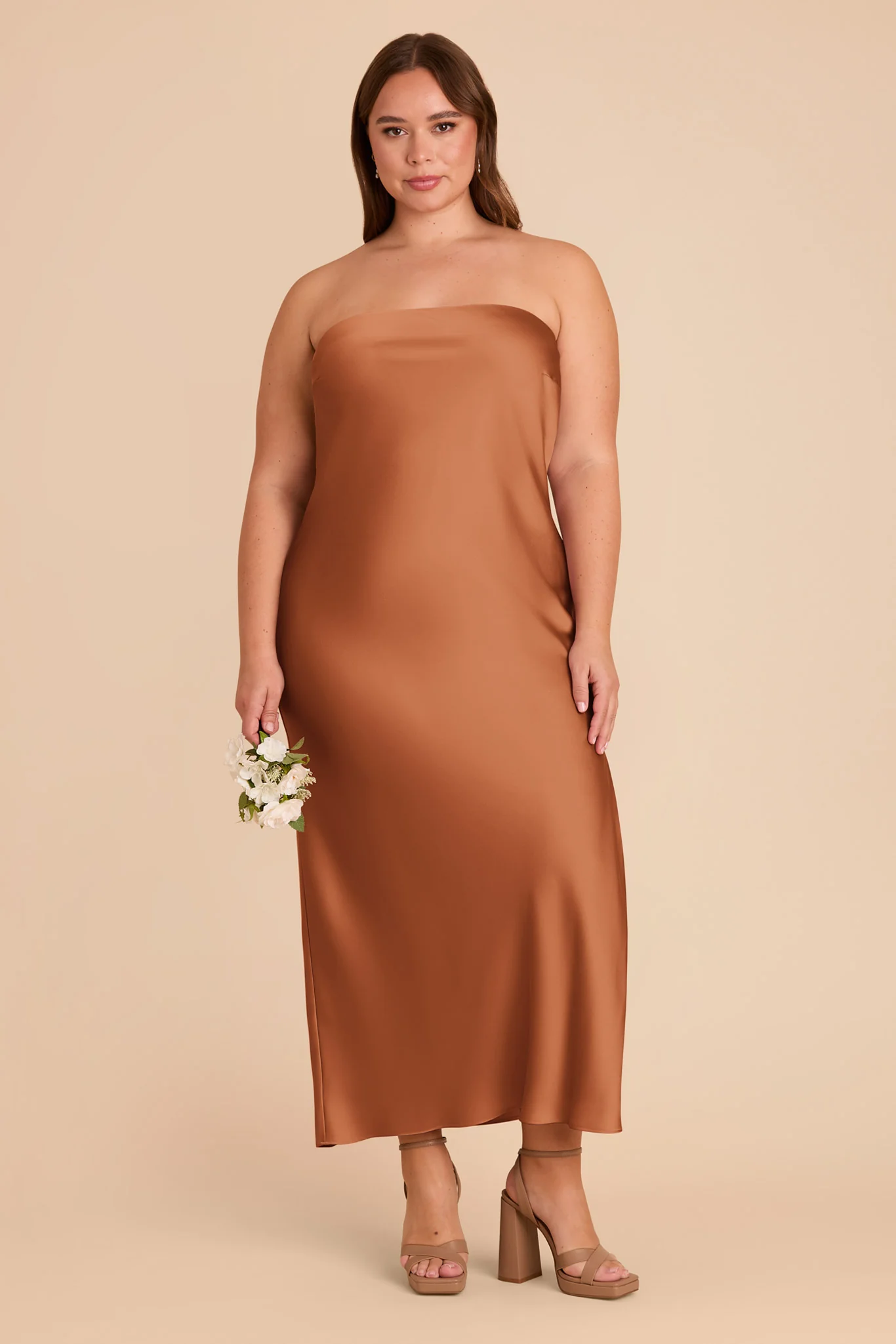 Isla Matte Satin Dress - Rust - Image 3