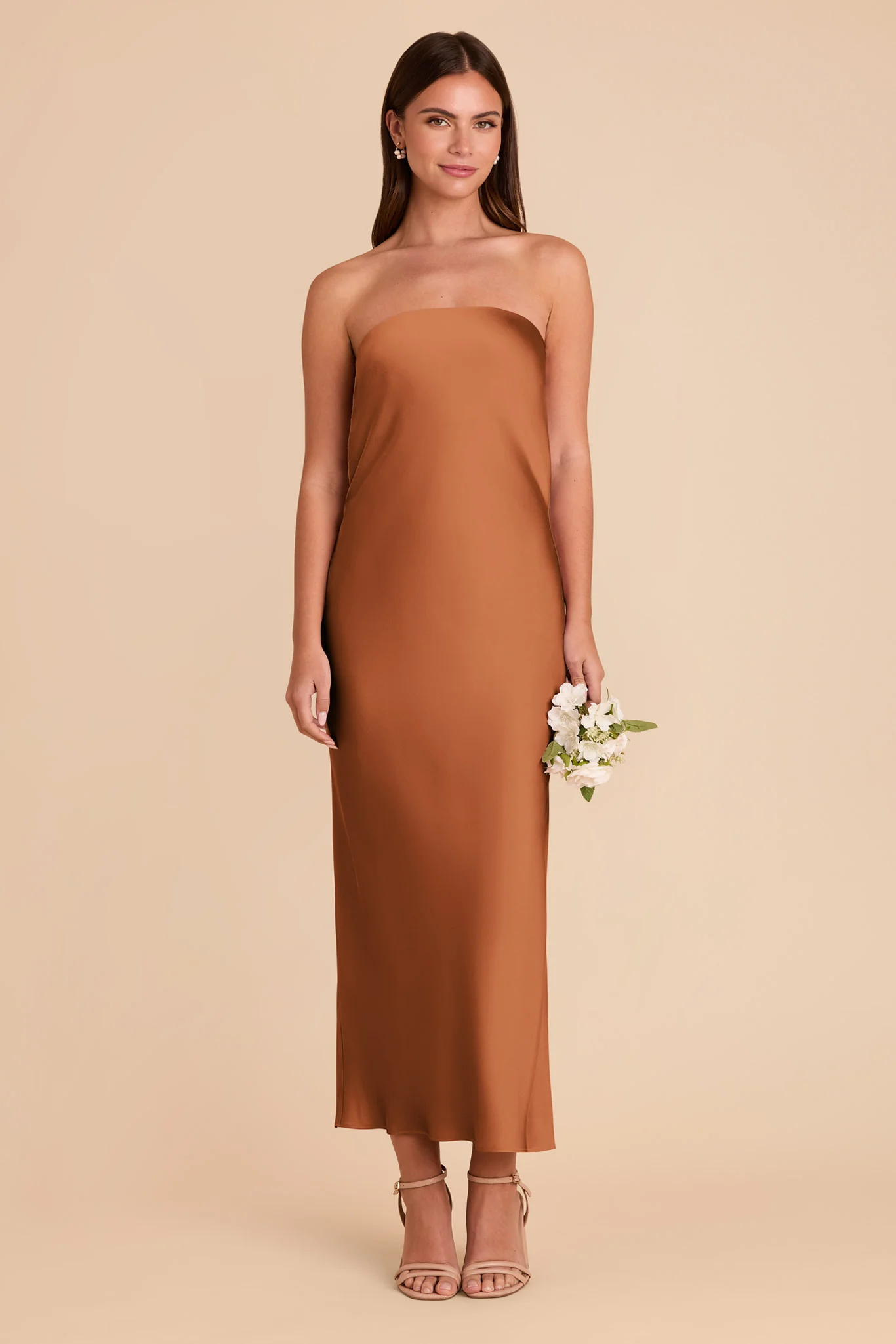 Isla Matte Satin Dress - Rust - Image 4