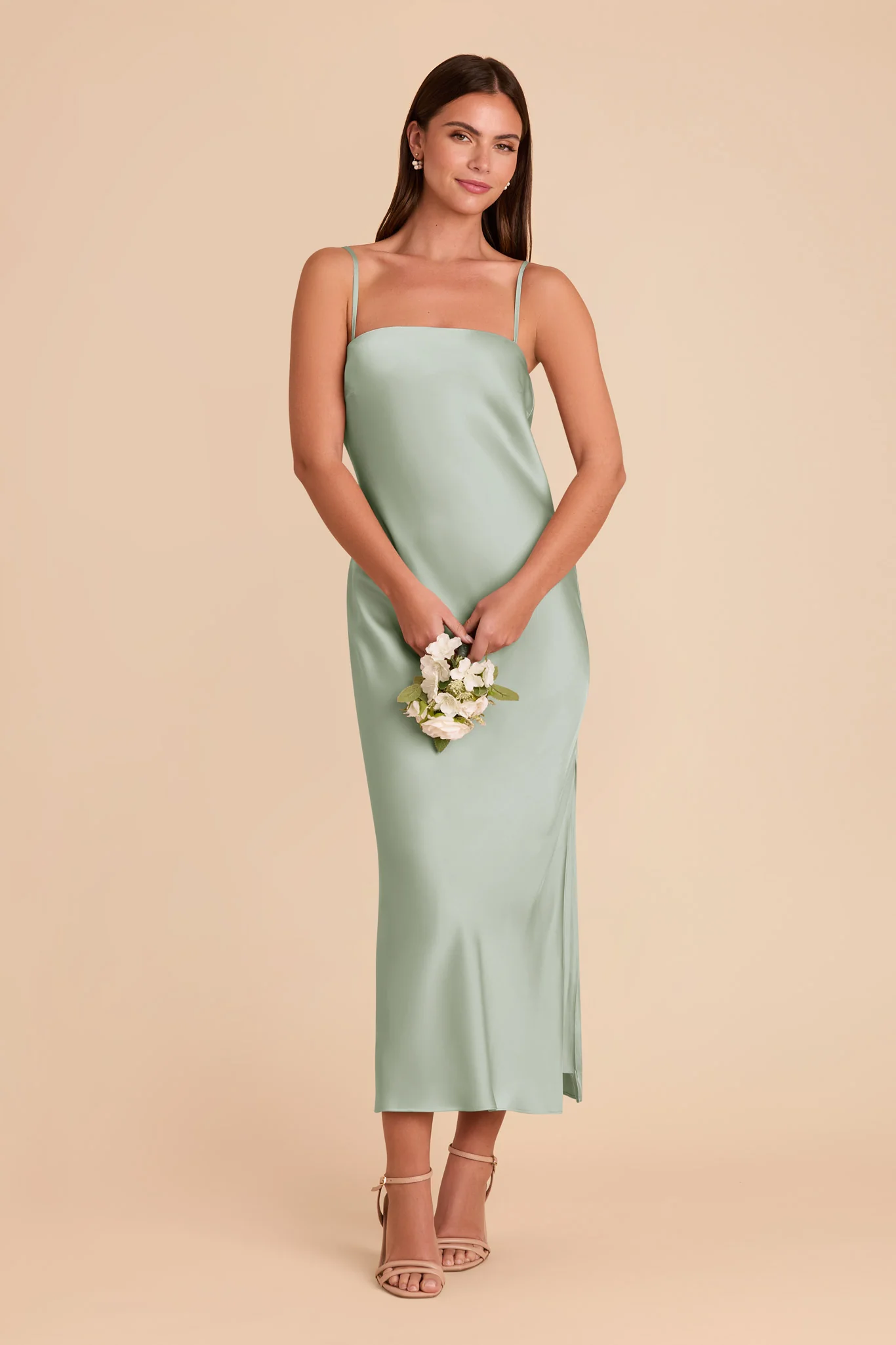 Isla Matte Satin Dress - Sage - Image 5