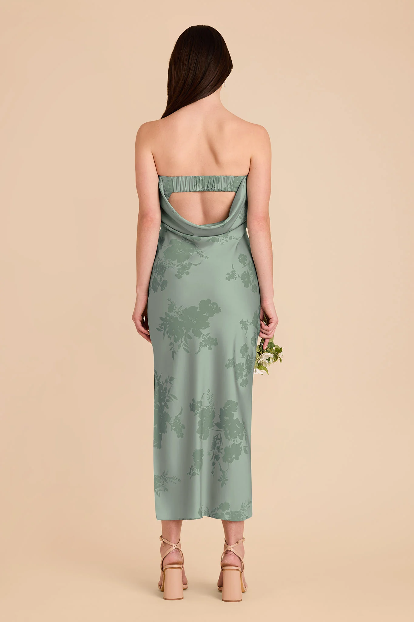 Isla Matte Satin Dress - Sage Whimsical Blooms - Image 5