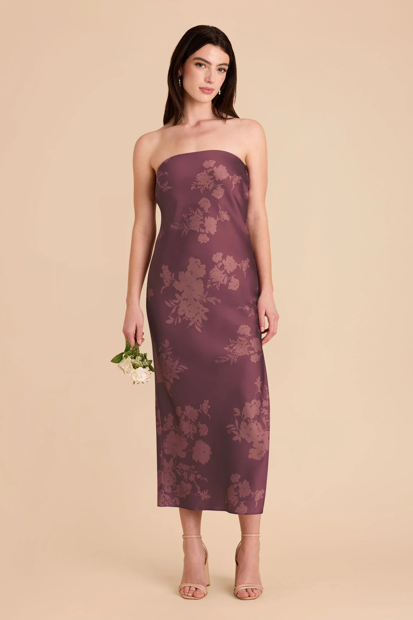 Isla Matte Satin Dress - Sangria Whimsical Blooms