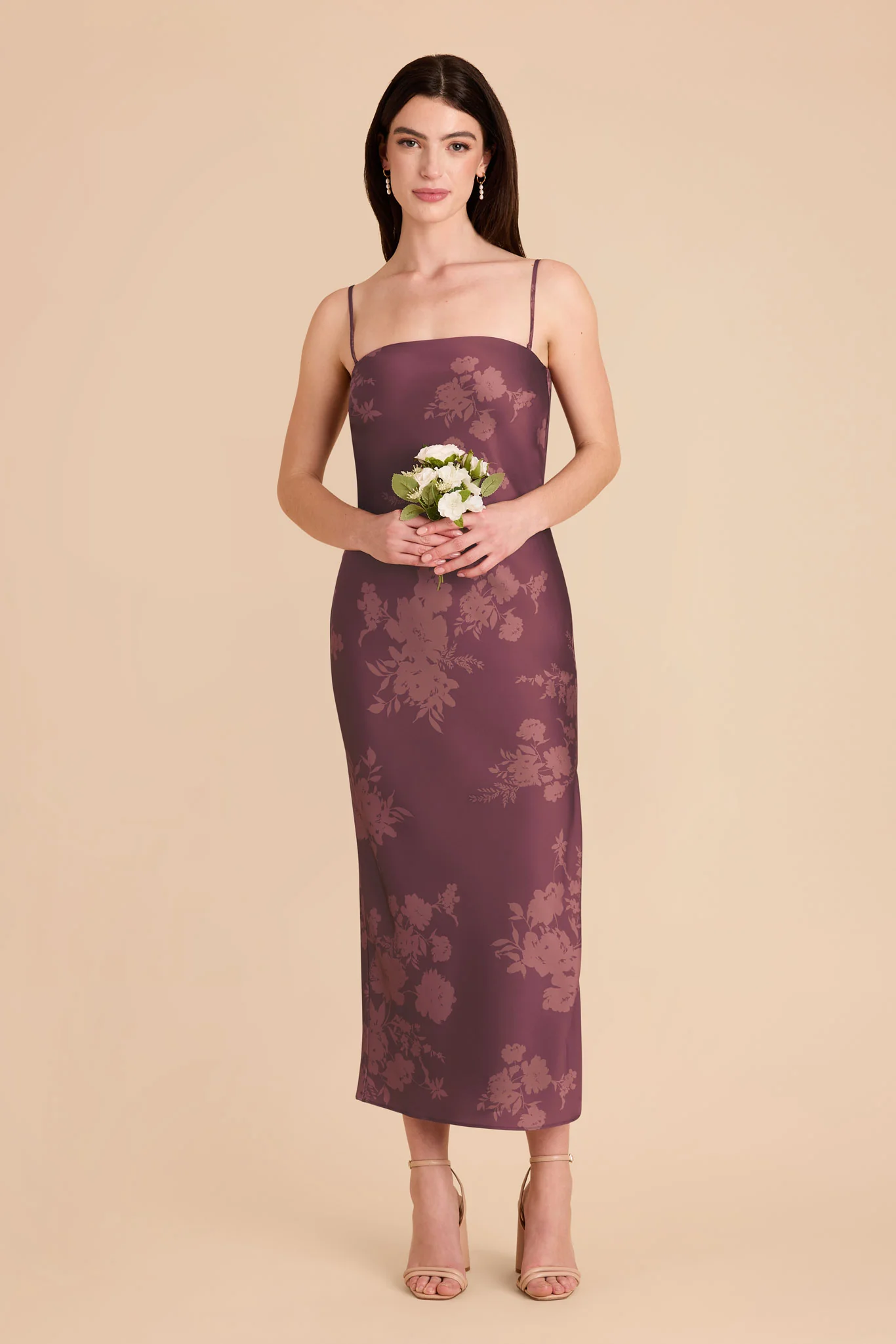 Isla Matte Satin Dress - Sangria Whimsical Blooms - Image 2