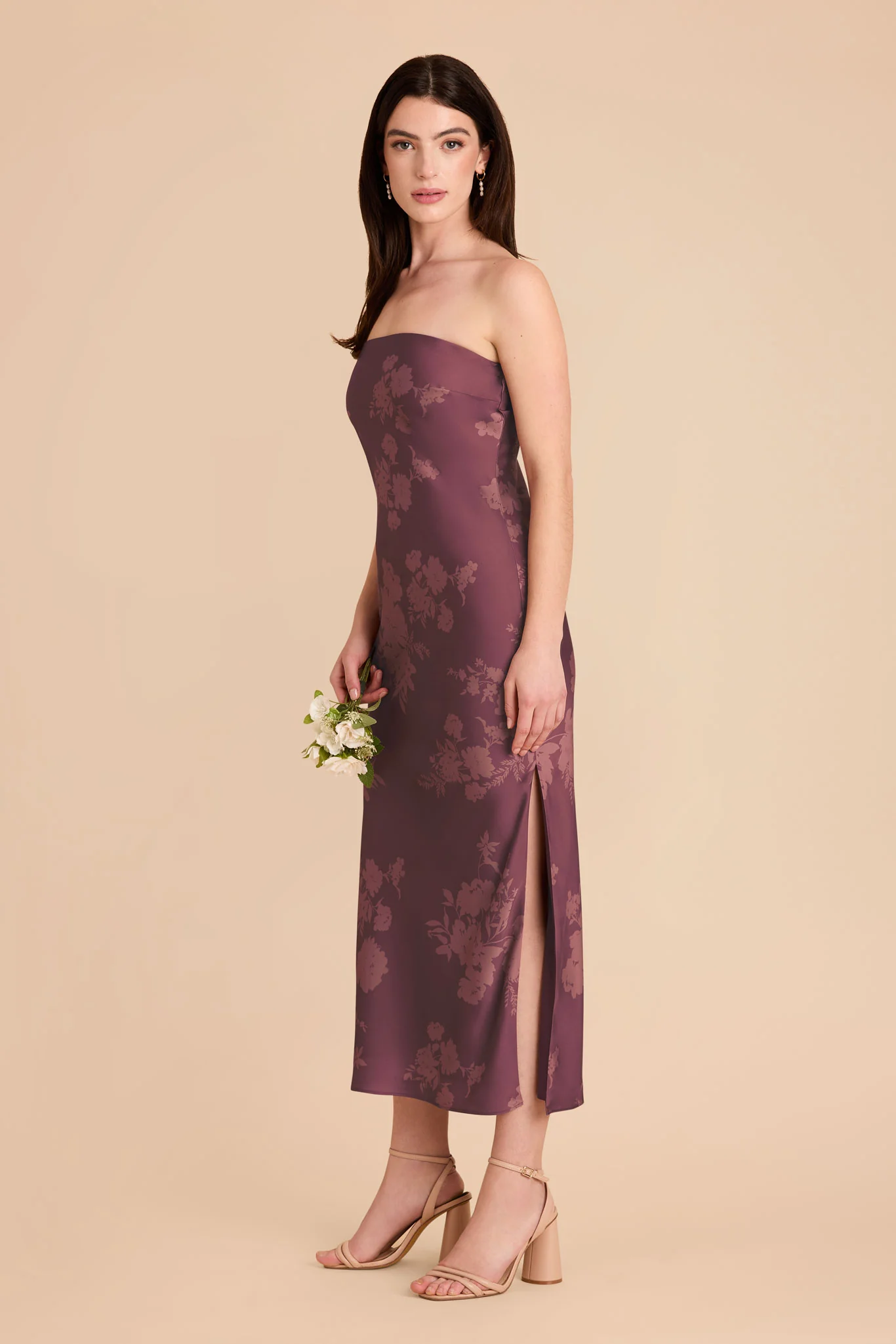 Isla Matte Satin Dress - Sangria Whimsical Blooms - Image 3
