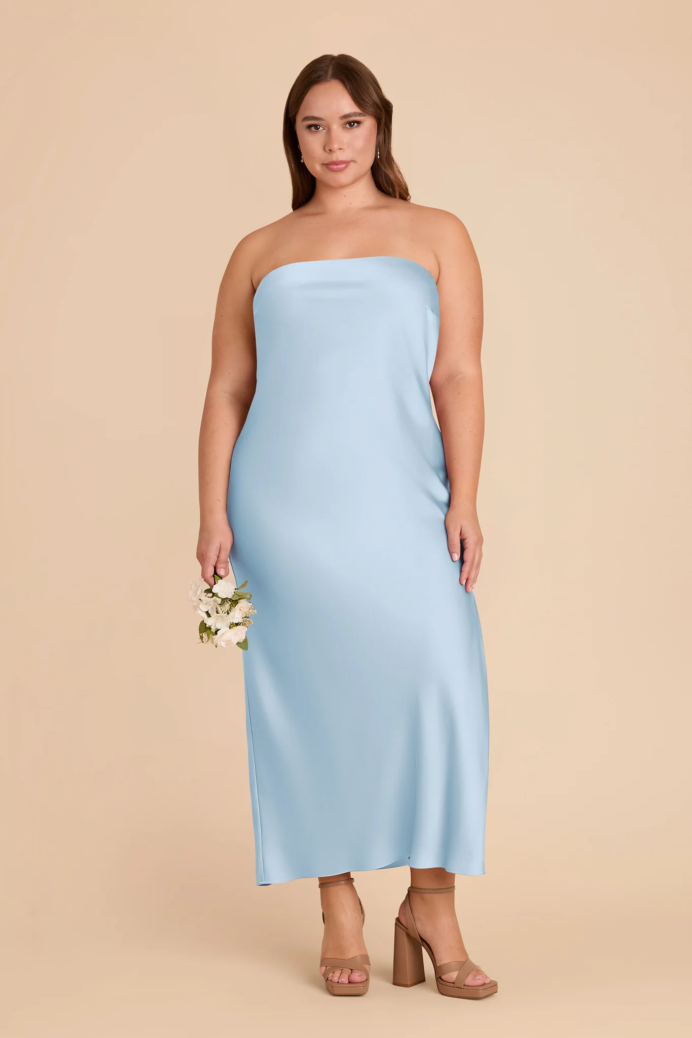 Isla Matte Satin Dress - Sky Blue