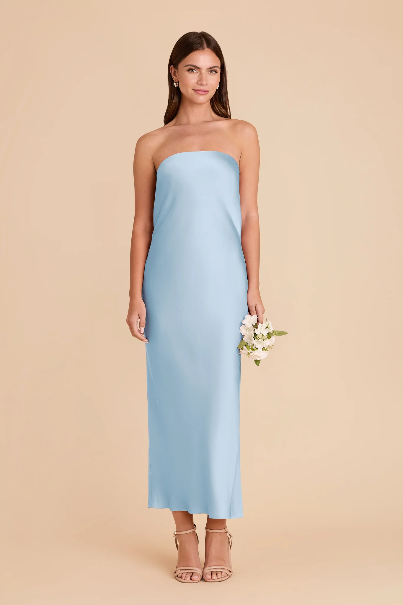 Isla Matte Satin Dress - Sky Blue - Image 2
