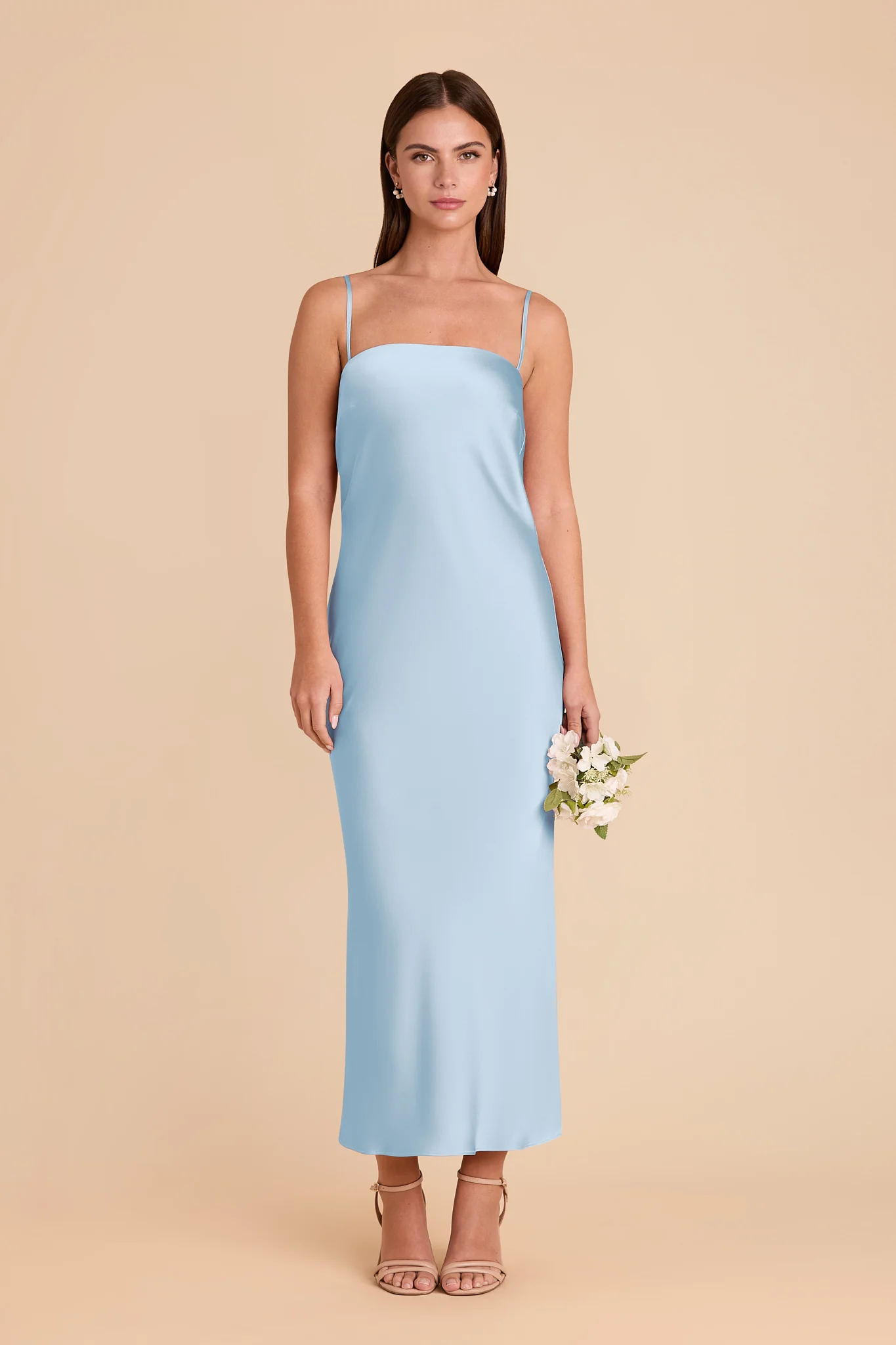 Isla Matte Satin Dress - Sky Blue - Image 3