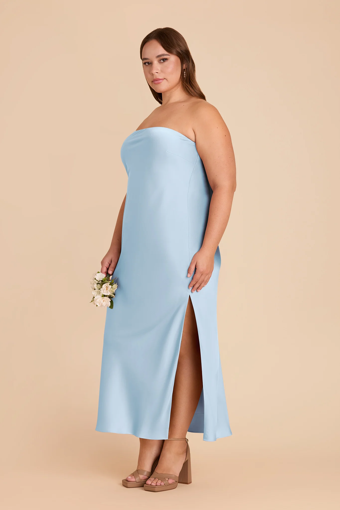 Isla Matte Satin Dress - Sky Blue - Image 7